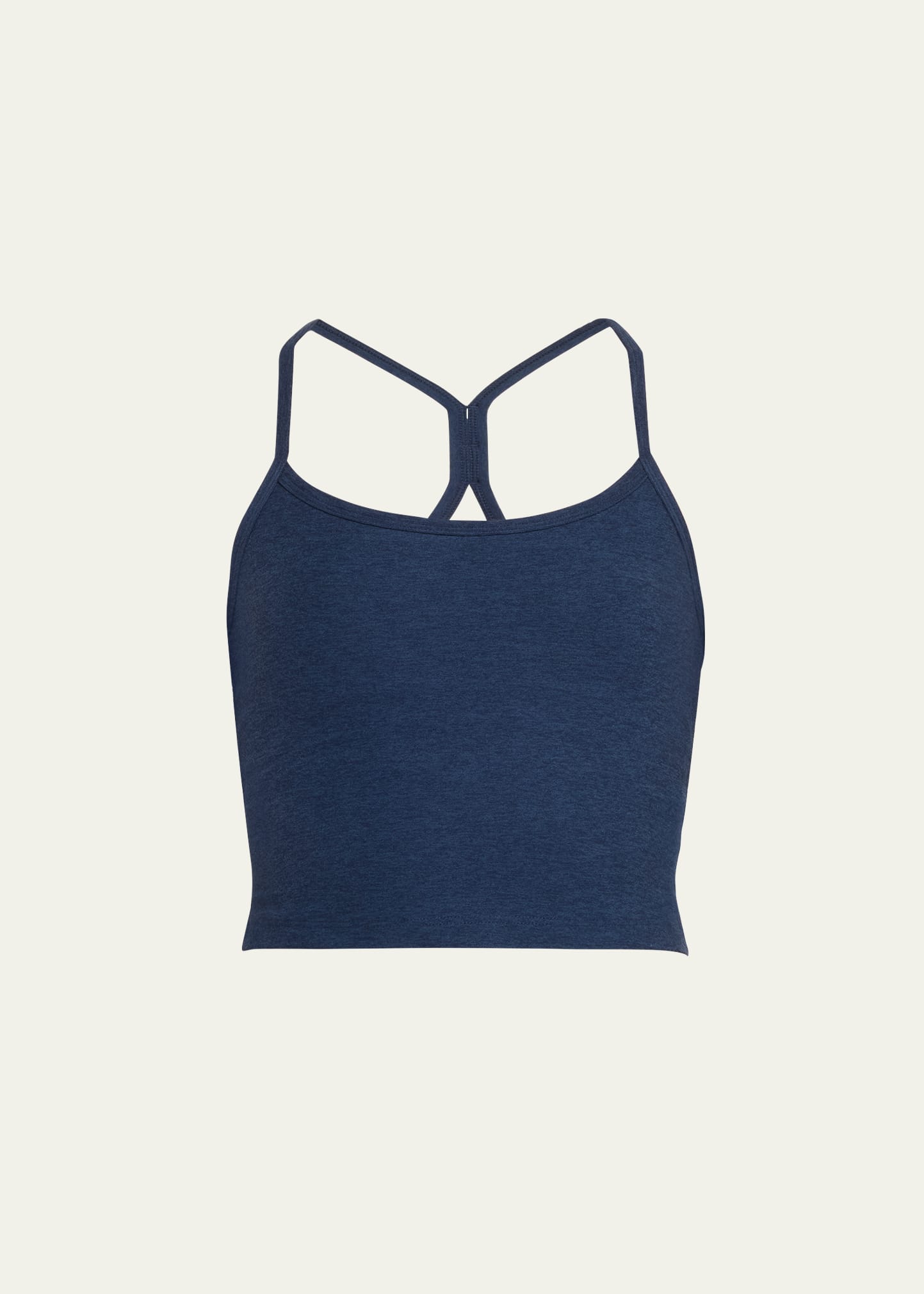 Shop Beyond Yoga Space-dye Slim Racerback Cropped Tank In Nocturnal Navy