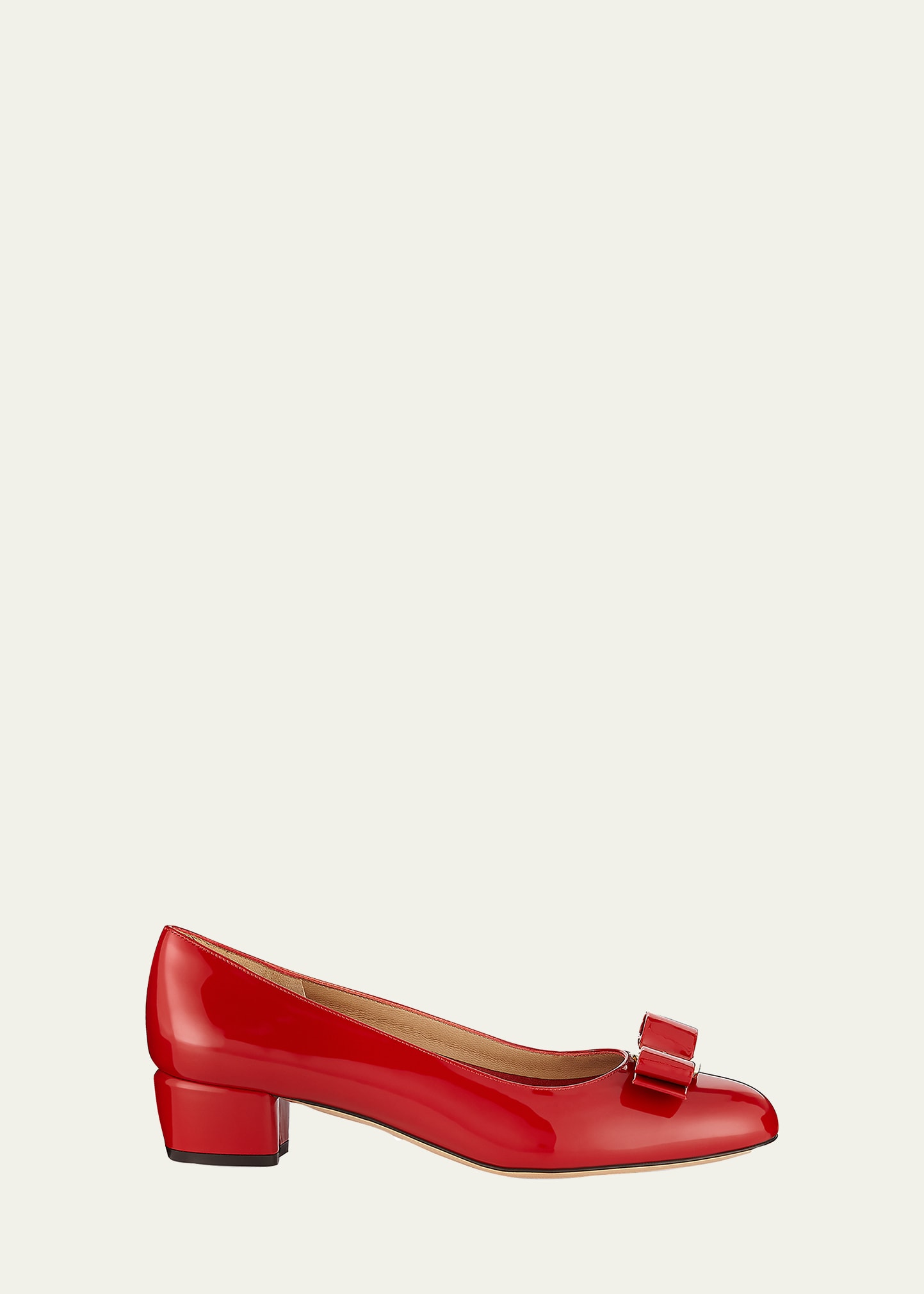 Shop Ferragamo Vara Bow Leather Low Pumps In Red