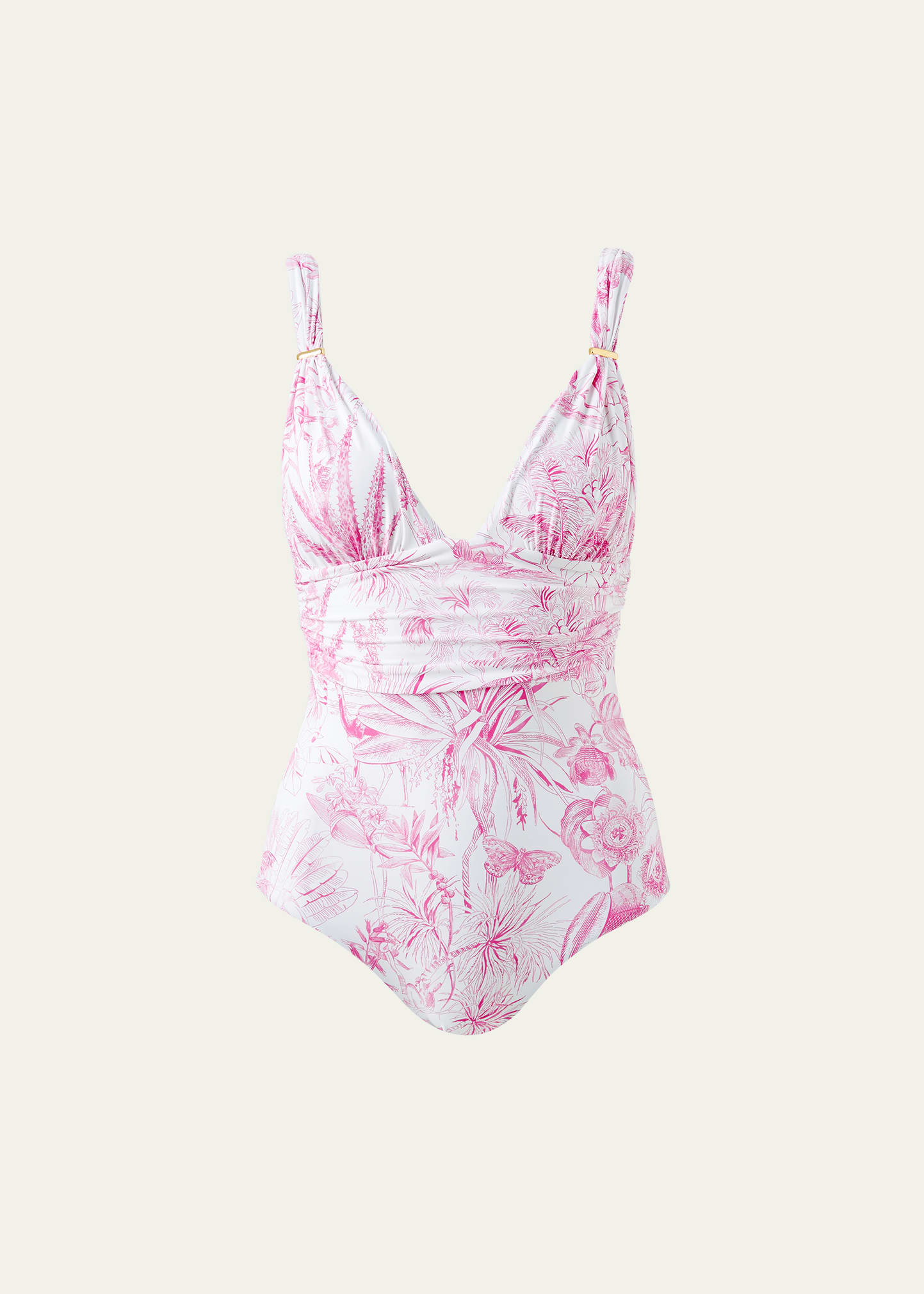 Shop Melissa Odabash Panarea Shirred One-piece Swimsuit In Exotica
