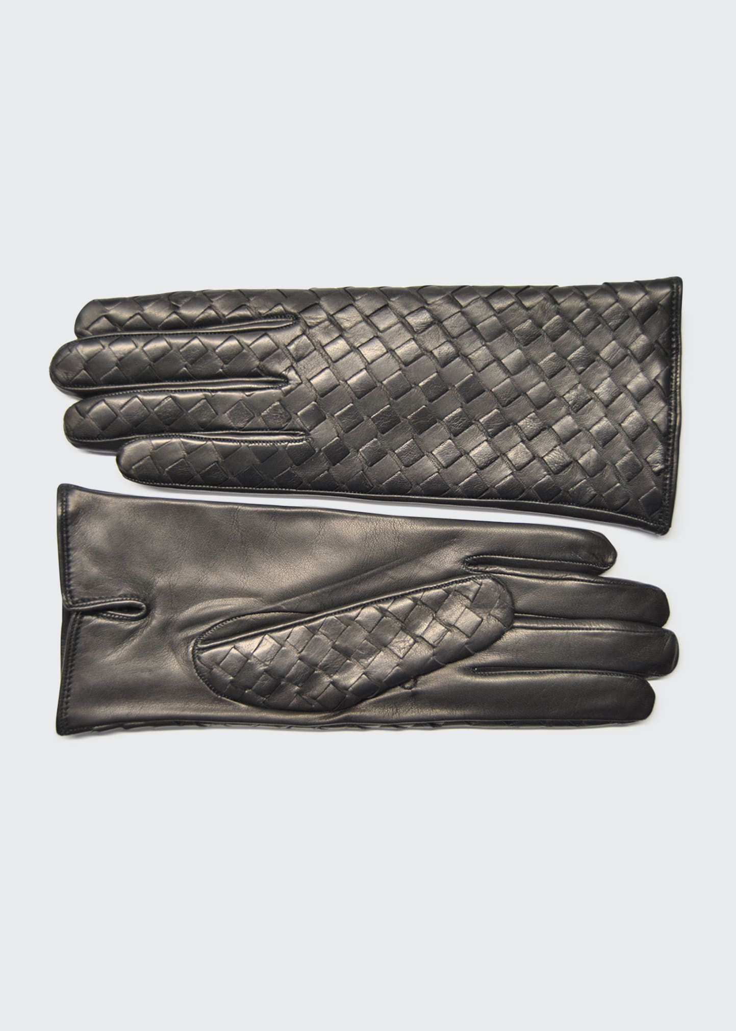 Guanti Giglio Fiorentino Woven Lambskin Leather Gloves In Black