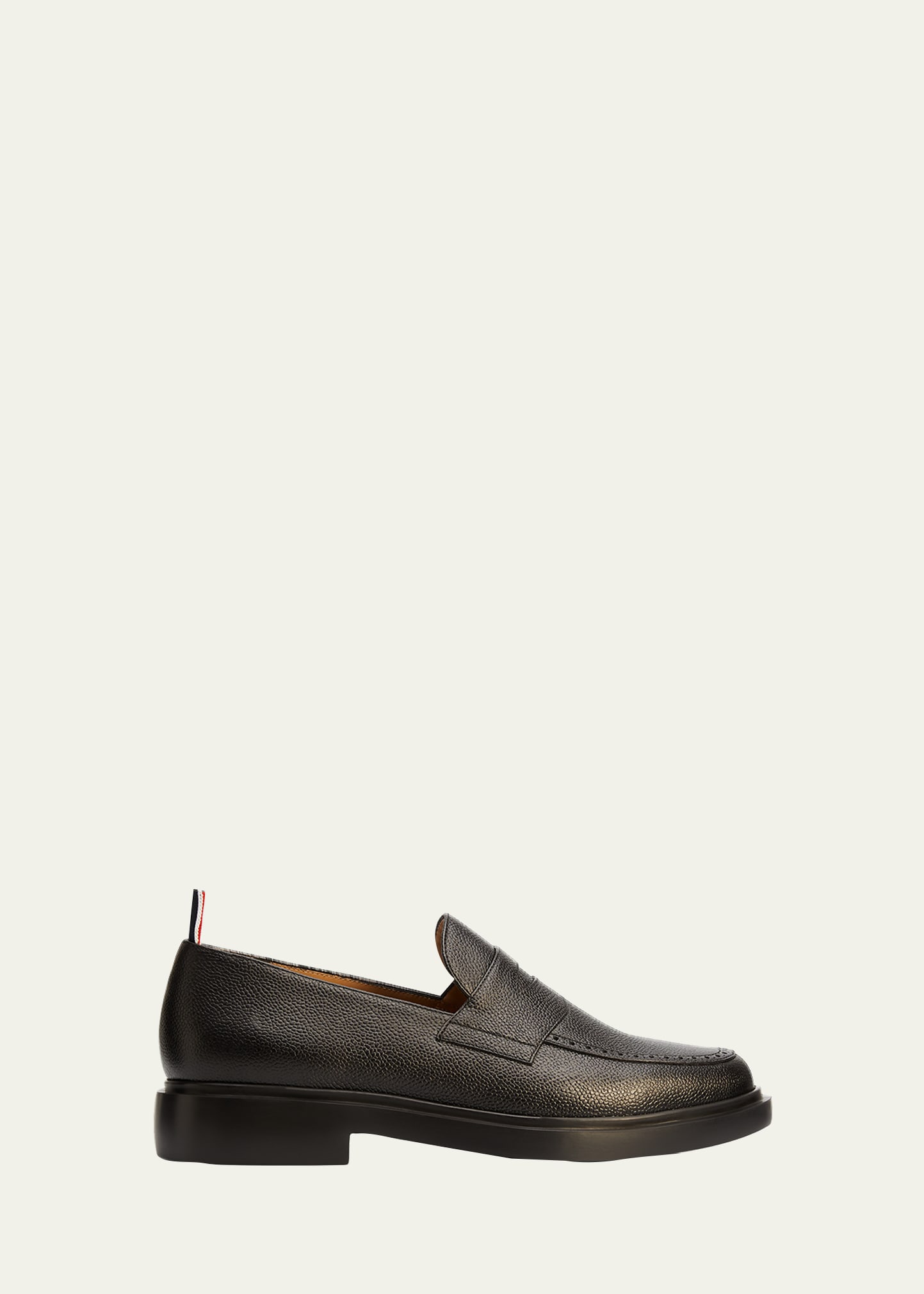 Shop Thom Browne Men's Rubber Sole Leather Penny Loafers In Black