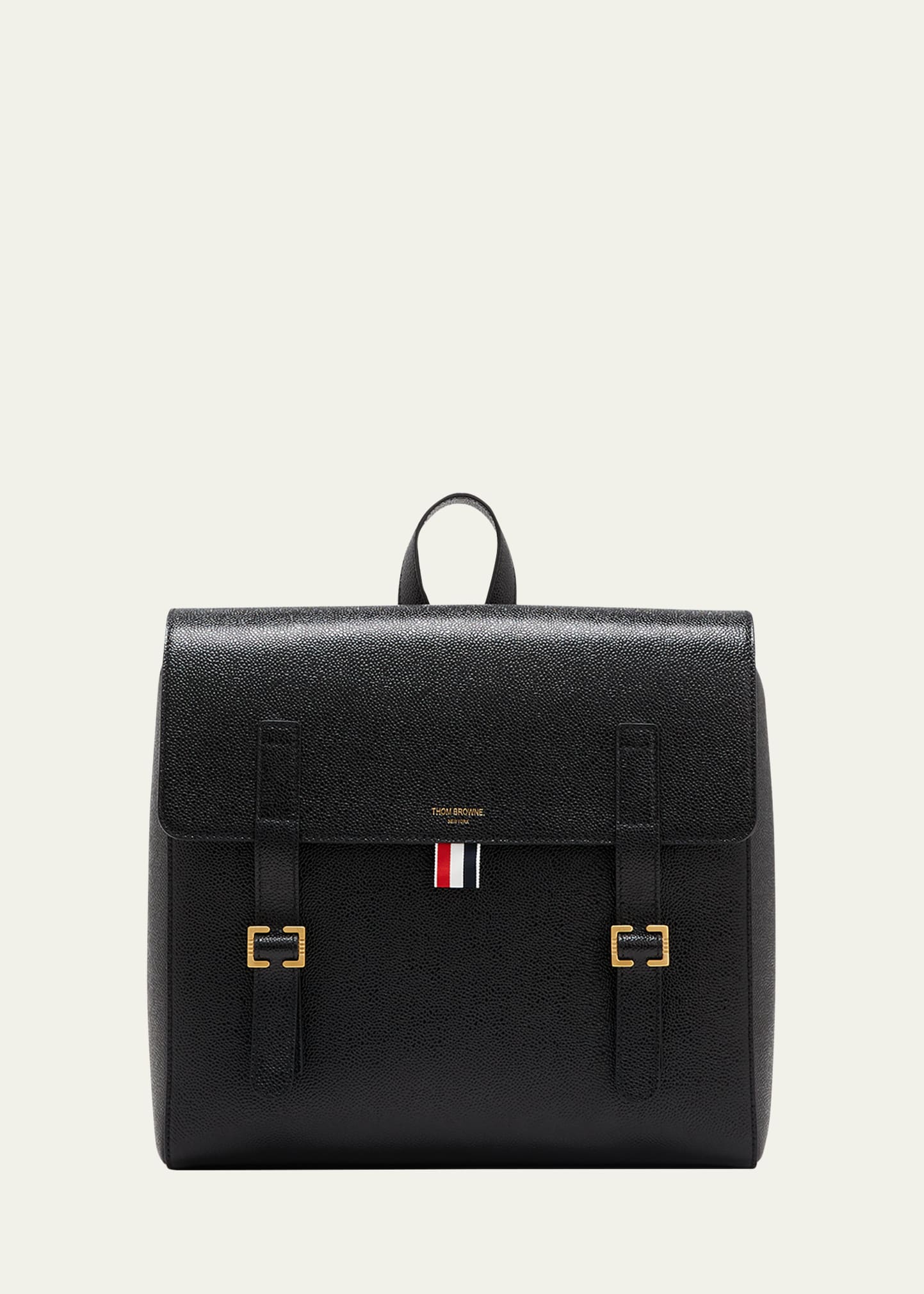 Thom Browne Men's Grained Leather Backpack In Black