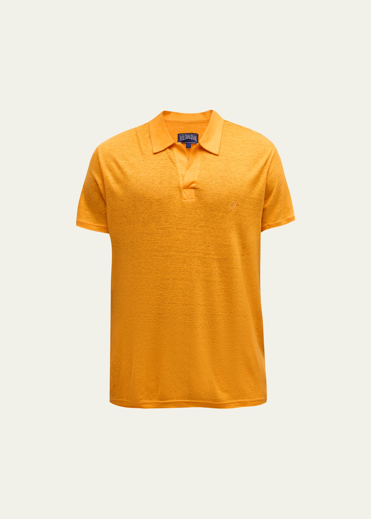 Shop Vilebrequin Men's Pyramid Linen Polo Shirt In Carrot