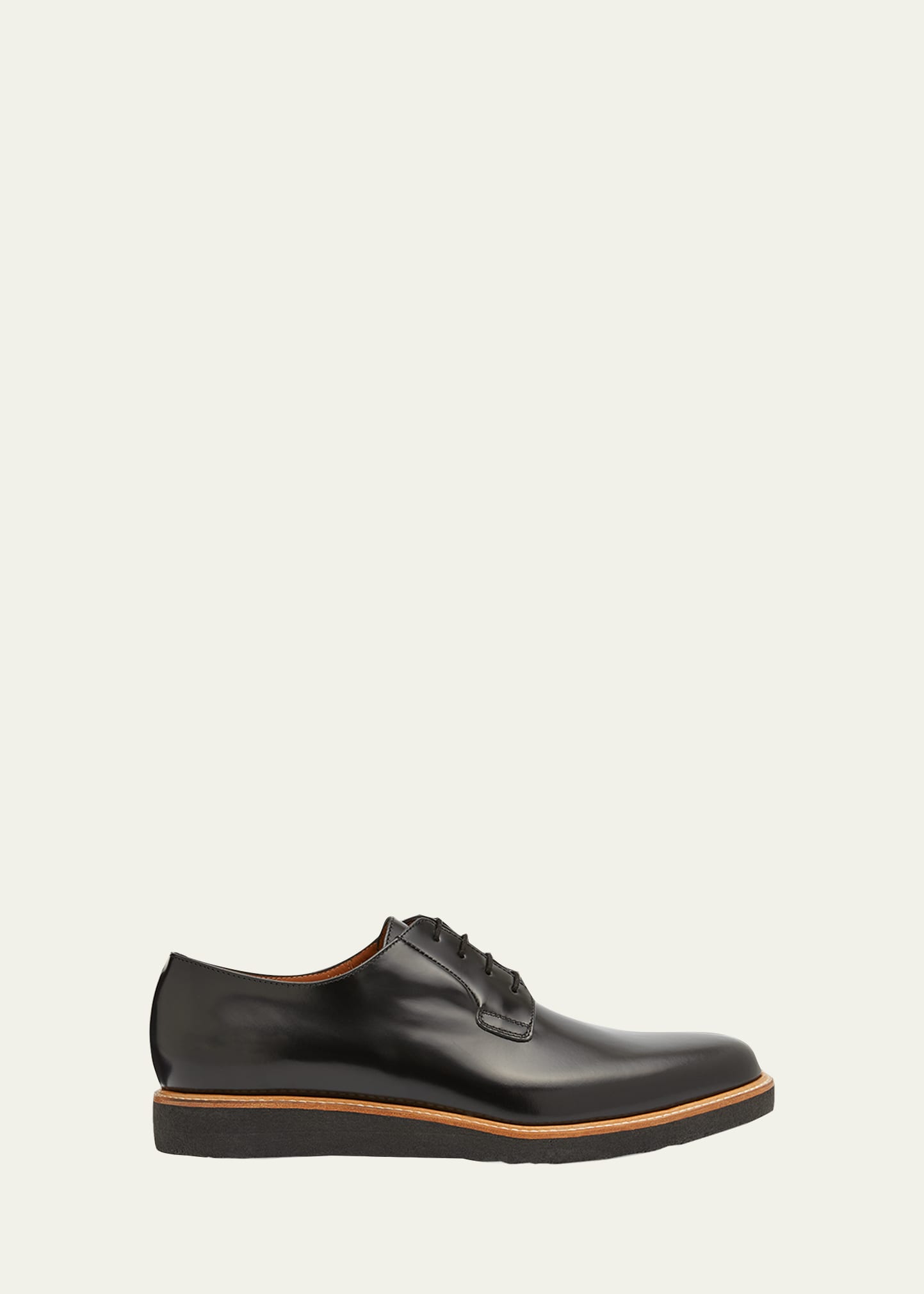Common Projects Men's Shiny Crepe Derby Shoes In Black