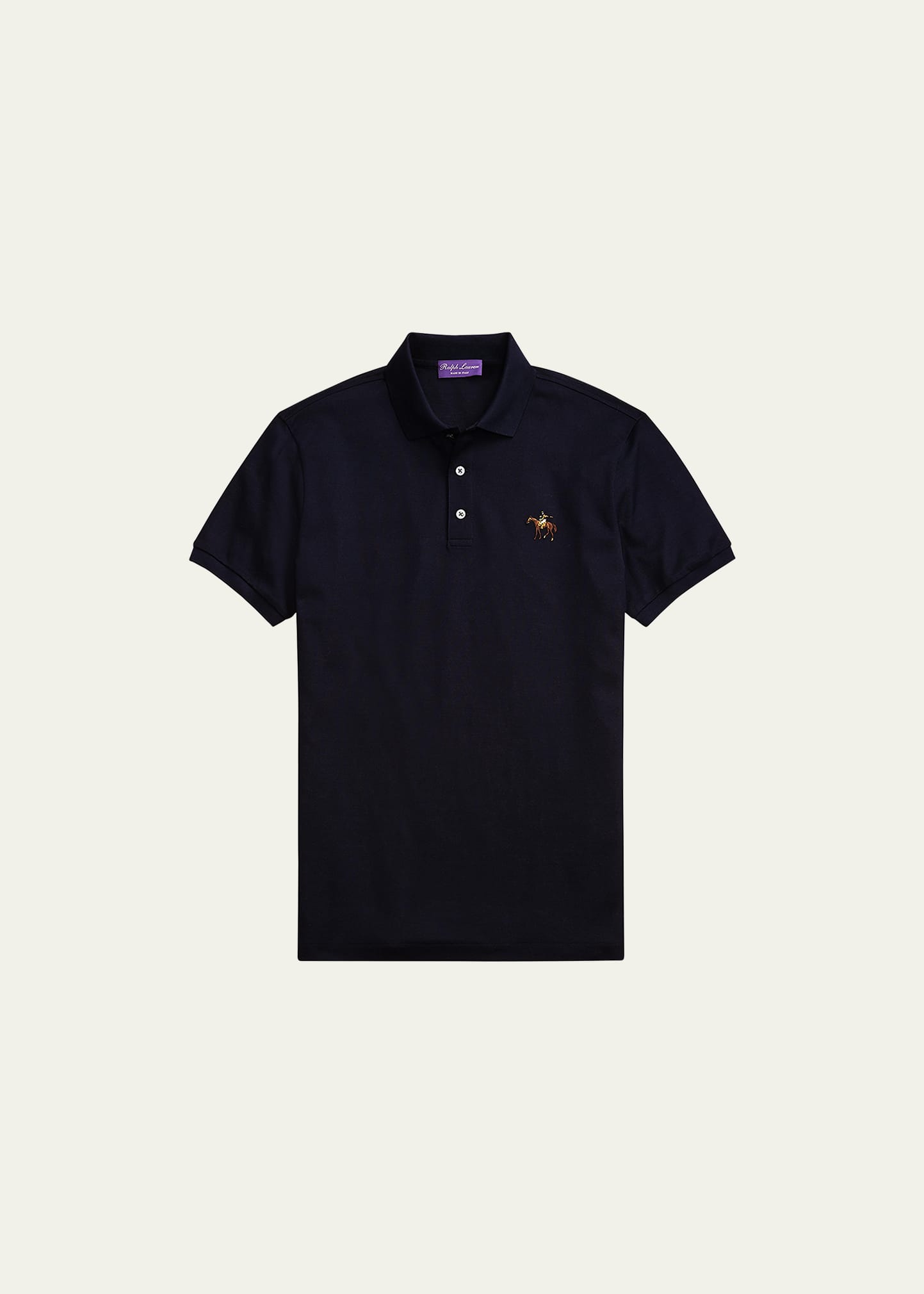 Ralph Lauren Purple Label Men's Custom Slim Fit Pique Polo Shirt In Black