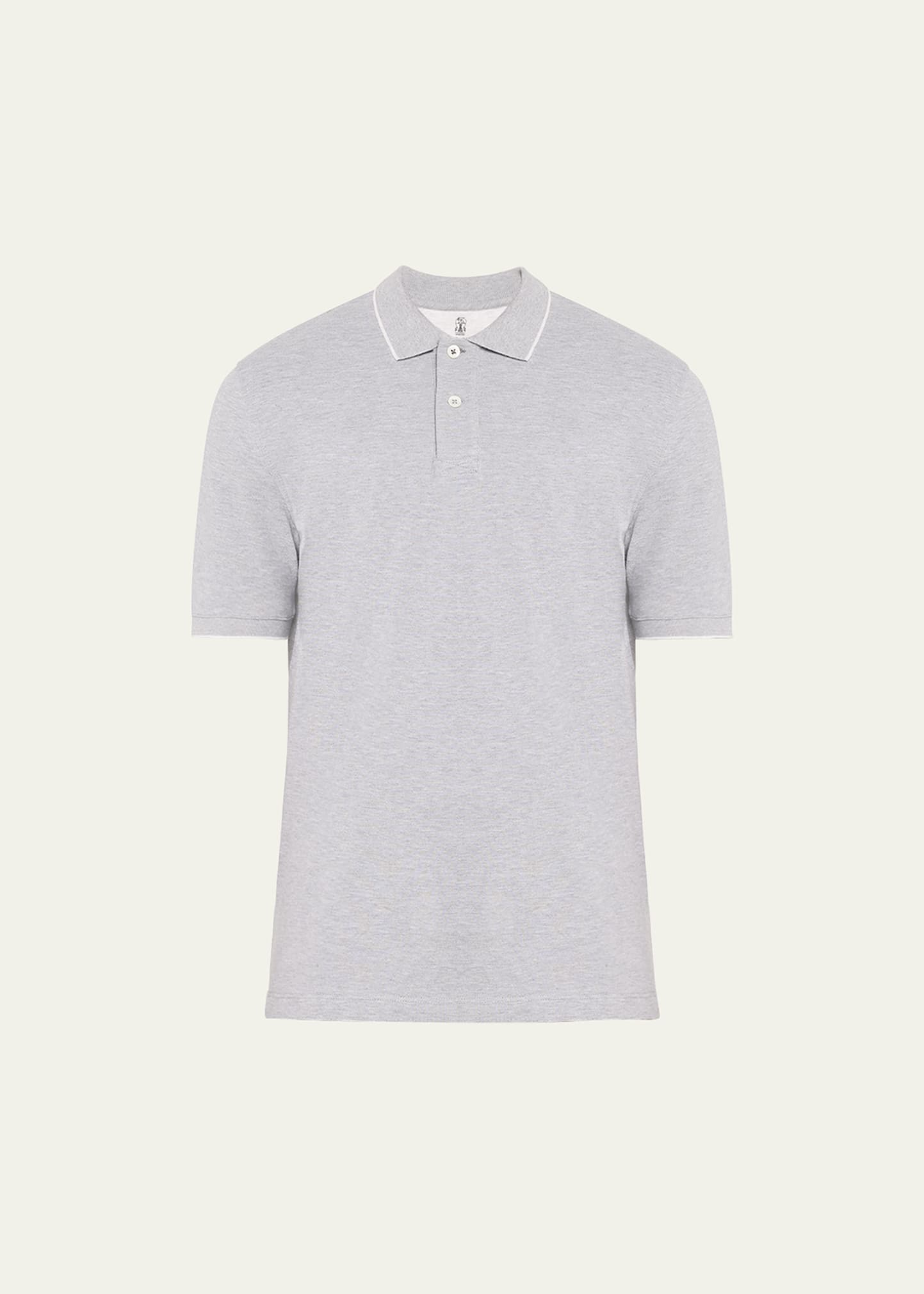 Brunello Cucinelli Men's Solid Pique Polo Shirt In Grey
