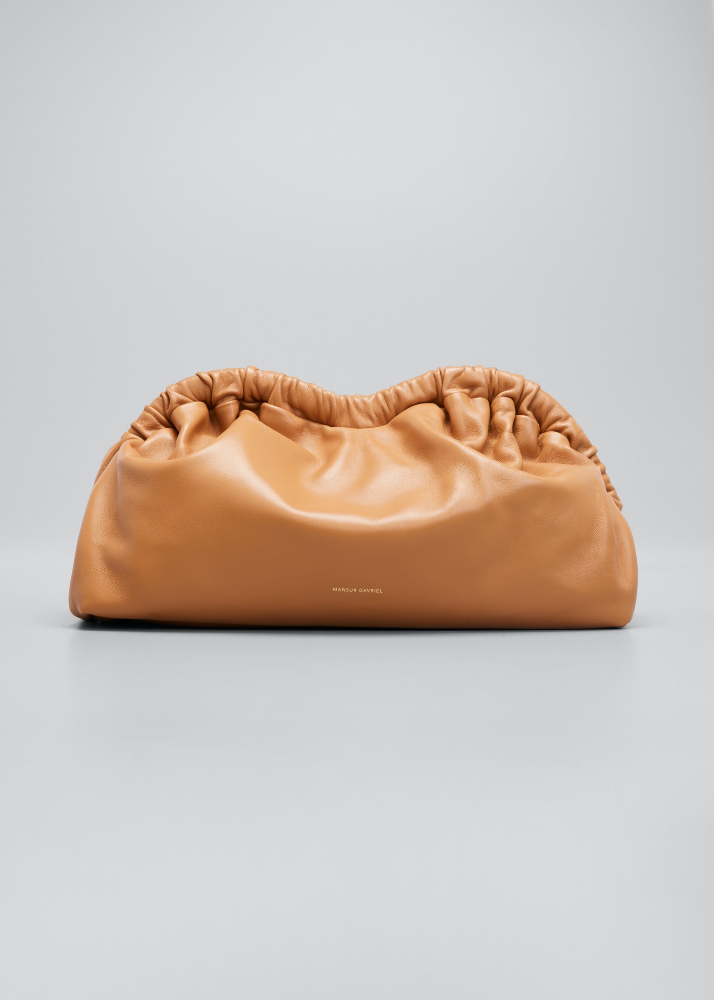 Mansur Gavriel Soft Ruffled Clutch Bag In Caramel