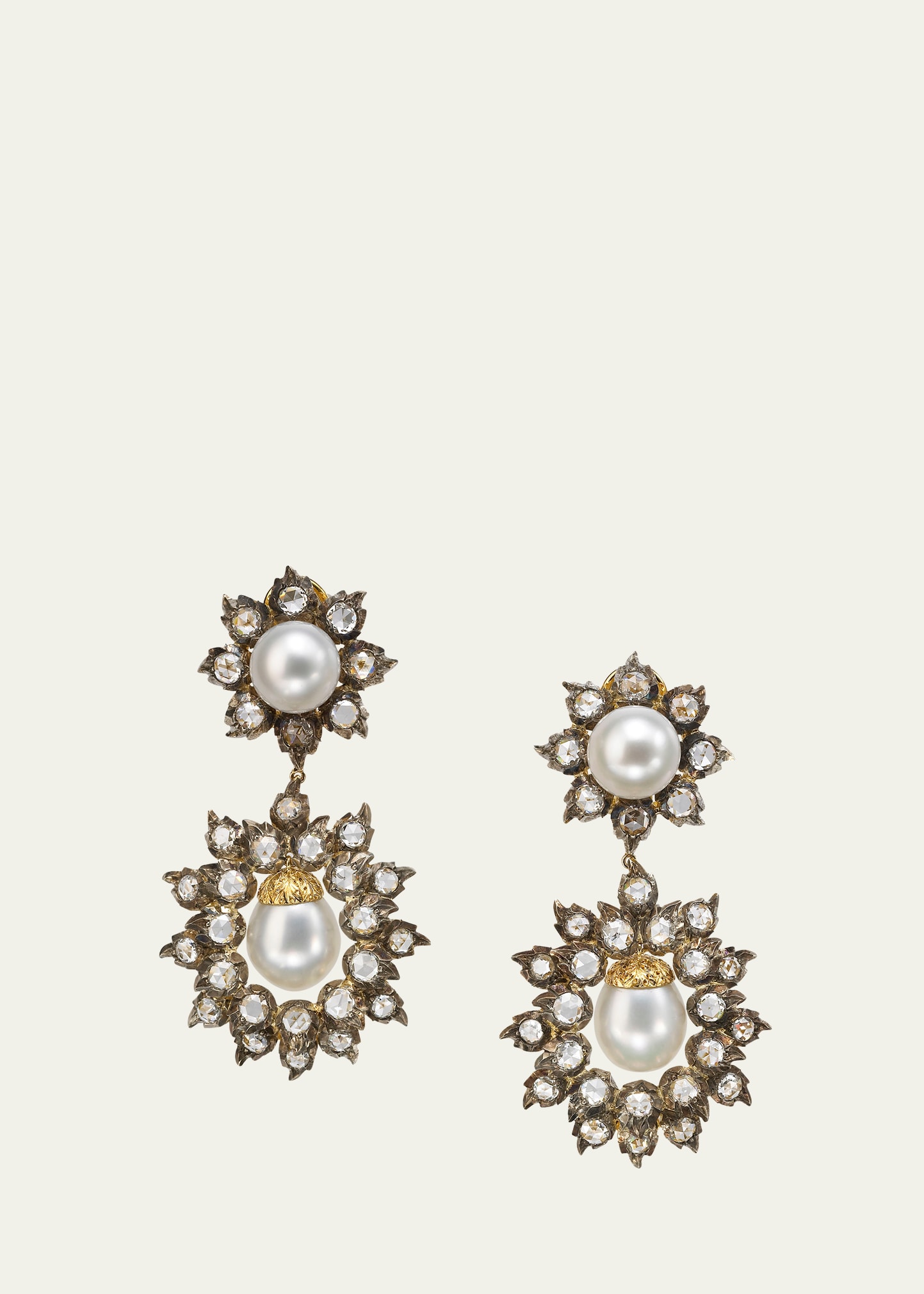Buccellati One-of-a-Kind Gold and Black Silver Pearl Convertible Pendant Earrings with Chain