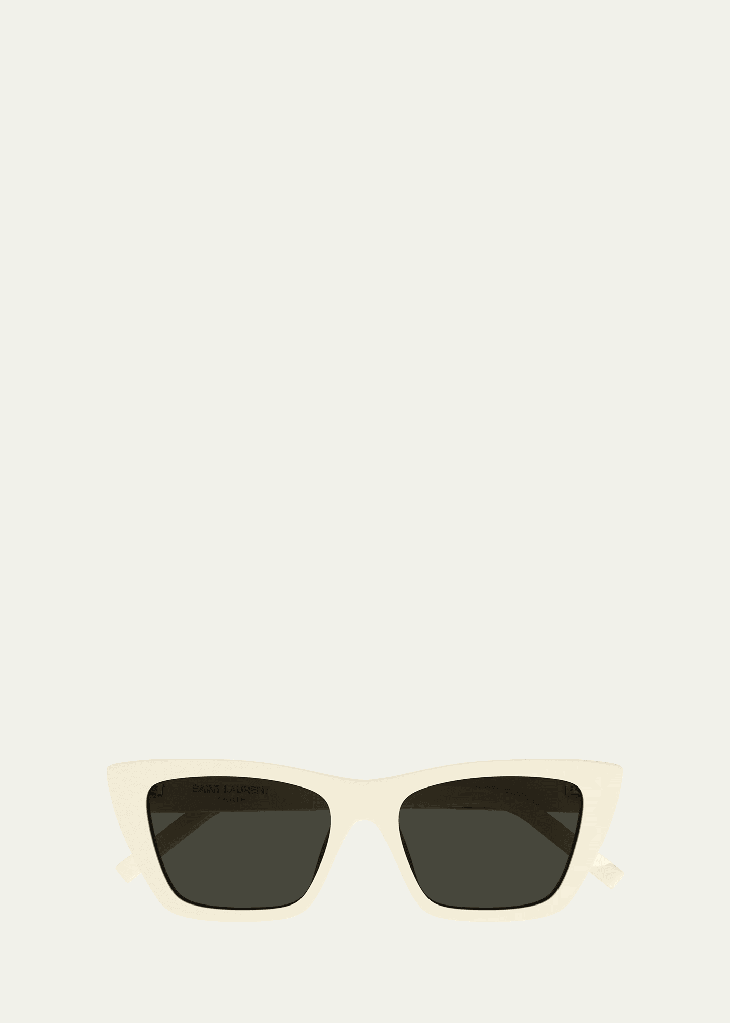 Shop Saint Laurent Cat-eye Acetate Sunglasses In Shiny Solid Ivory