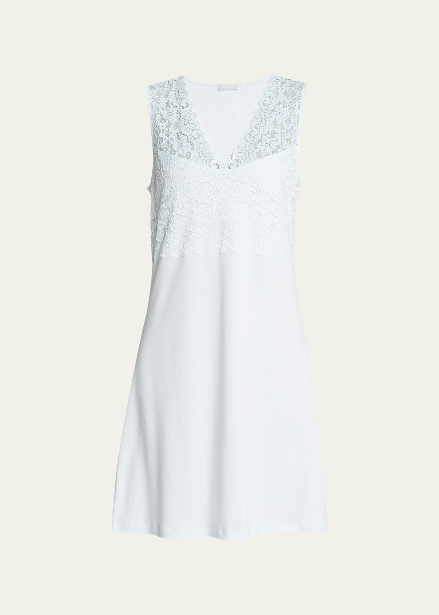 Hanro Moments Lace Tank Gown In Cool Blue