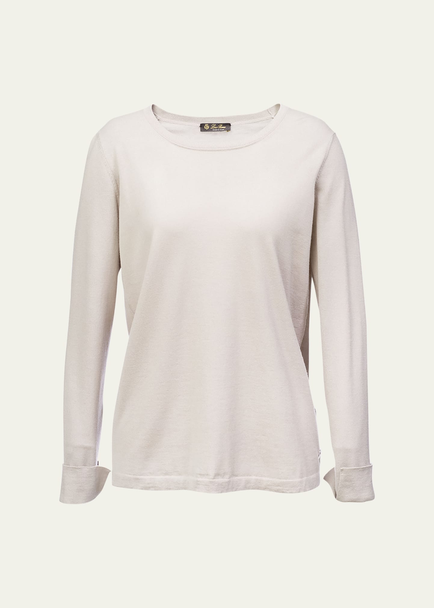 Shop Loro Piana Featherweight Crewneck Long-sleeve Cashmere T-shirt In Gray