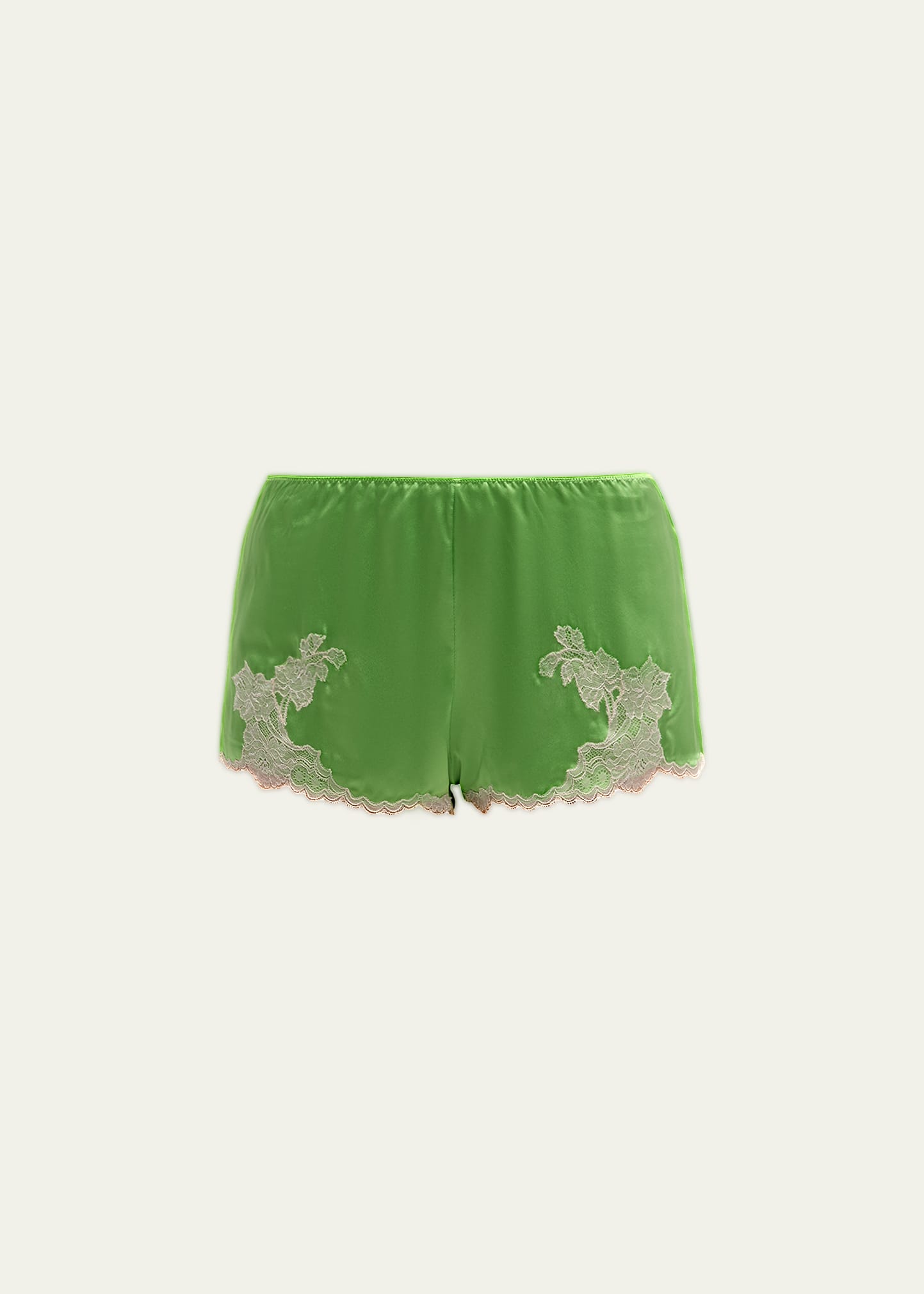 Josie Natori Lolita Lace-Trim Silk Shorts