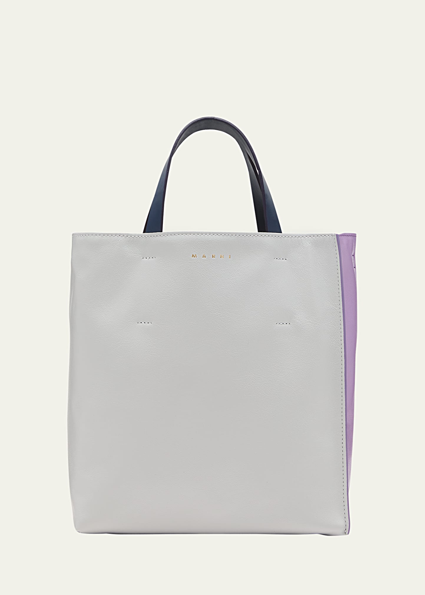 Marni Museo Colorblock Soft Shopping Tote Bag In Gray