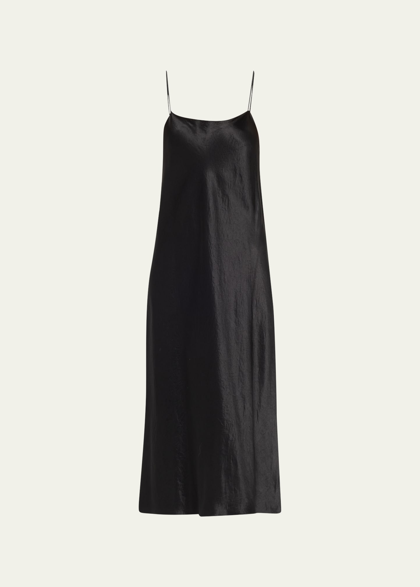 Shop Vince Satin Midi Slip Dress In Black