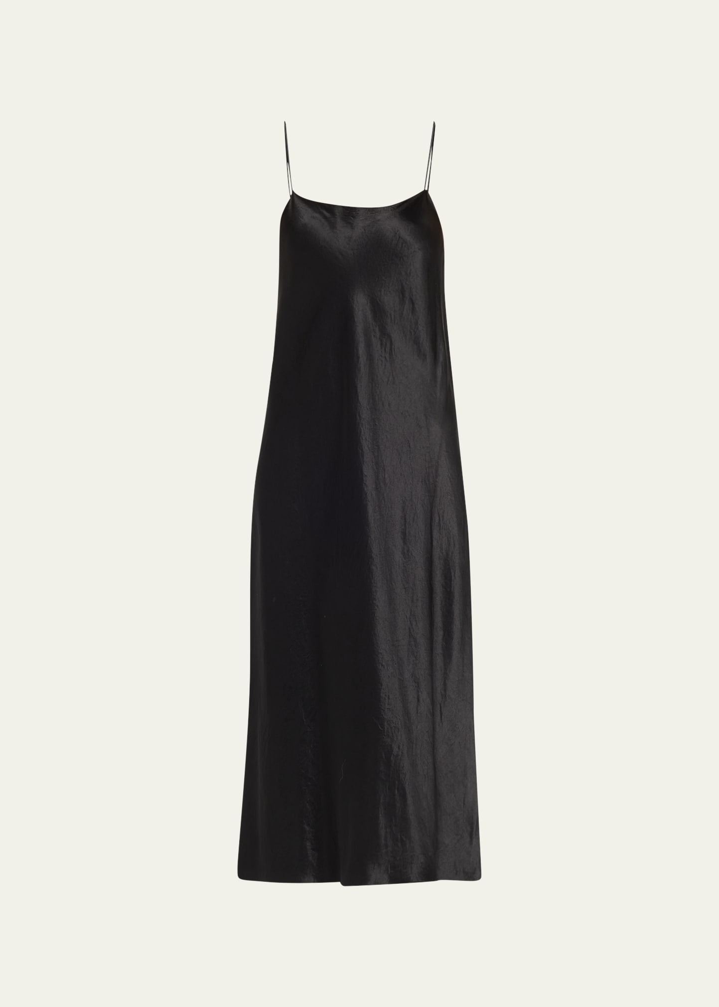 Vince Hammered Satin Slip Dress In Black