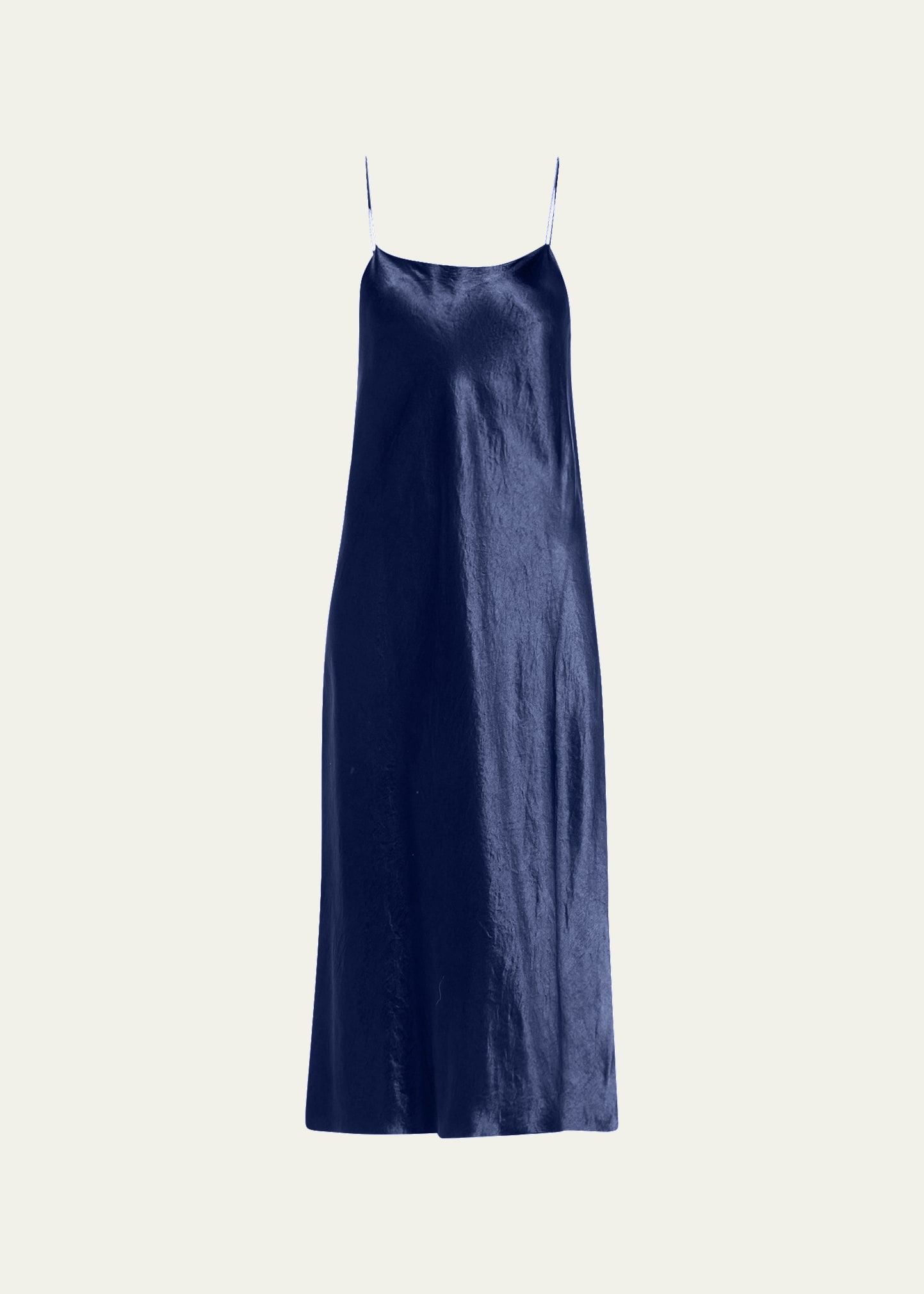 Vince Sleeveless Satin Slip Midi Dress In Blue | ModeSens