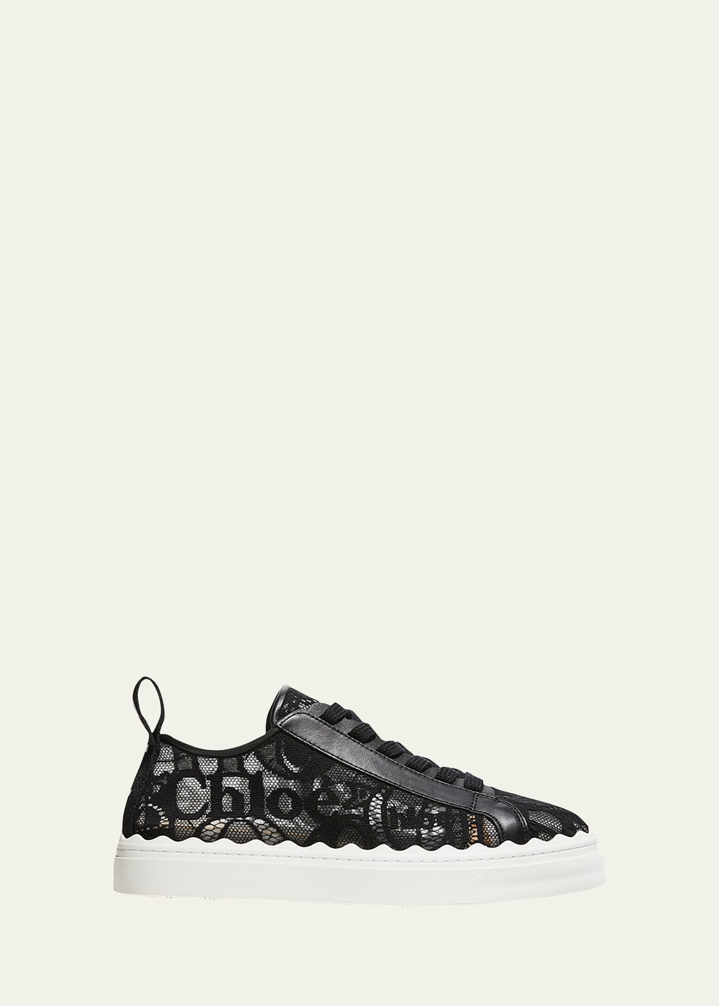 Chloé Lauren Logo Lace Low-top Sneakers In Black