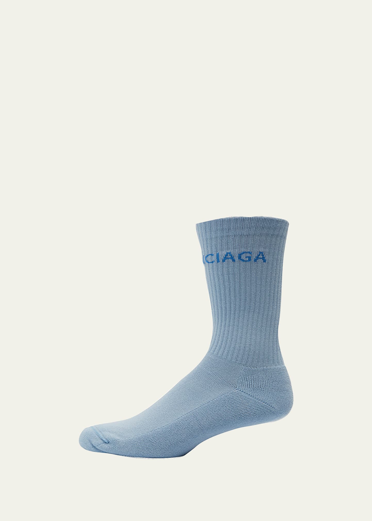 Shop Balenciaga Men's Logo-knit Tennis Socks In Light Blue/blue