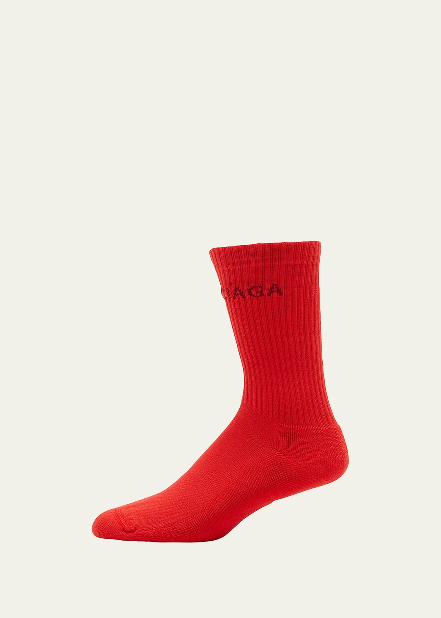Balenciaga Men's Logo-knit Tennis Socks In 6574 Tomato Red/d