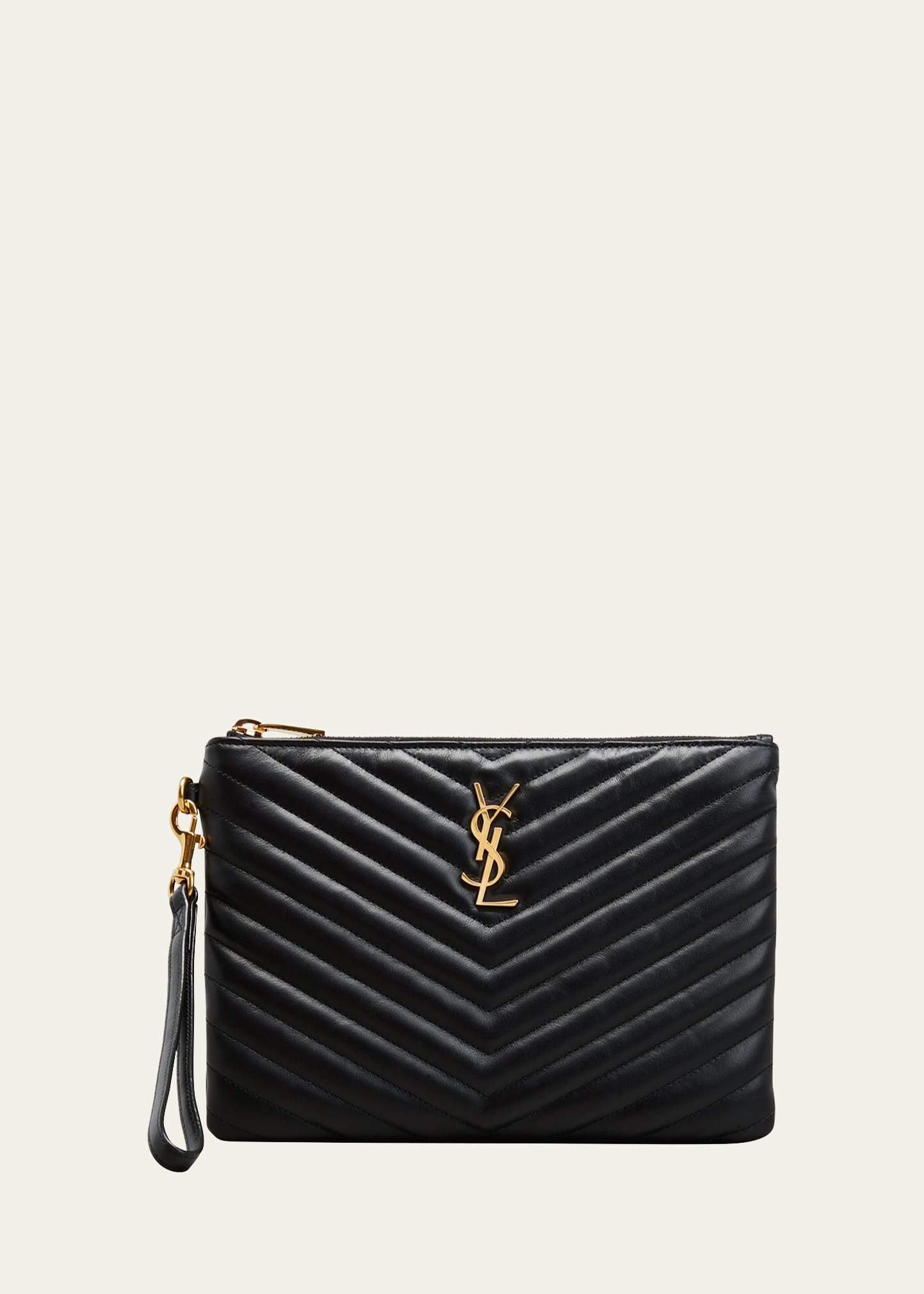 Saint Laurent Monogram Ysl Matelasse Pouch Wallet In Black