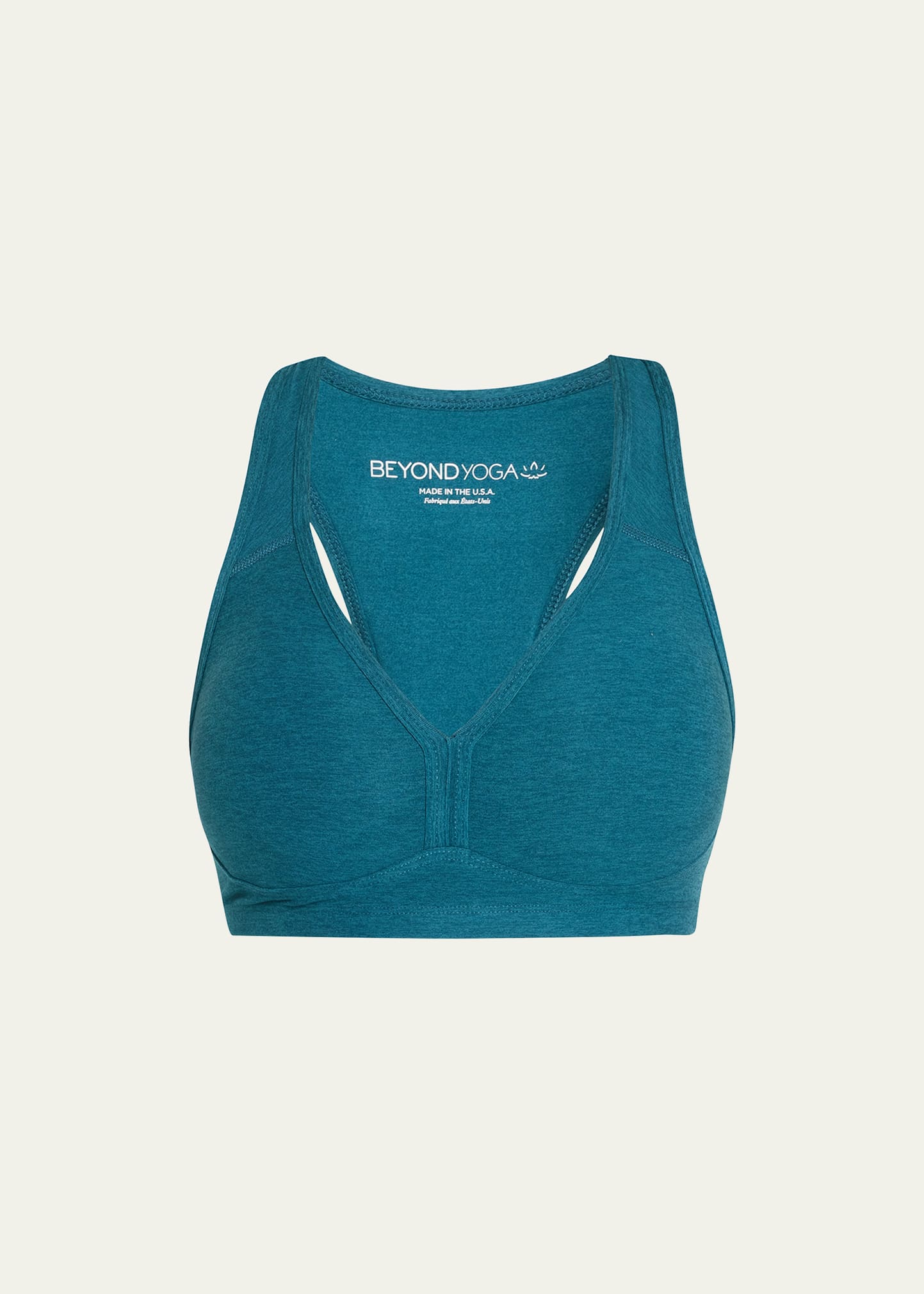 Beyond Yoga Spacedye Lift Your Spirits Sports Bra In Deep Sea Heather