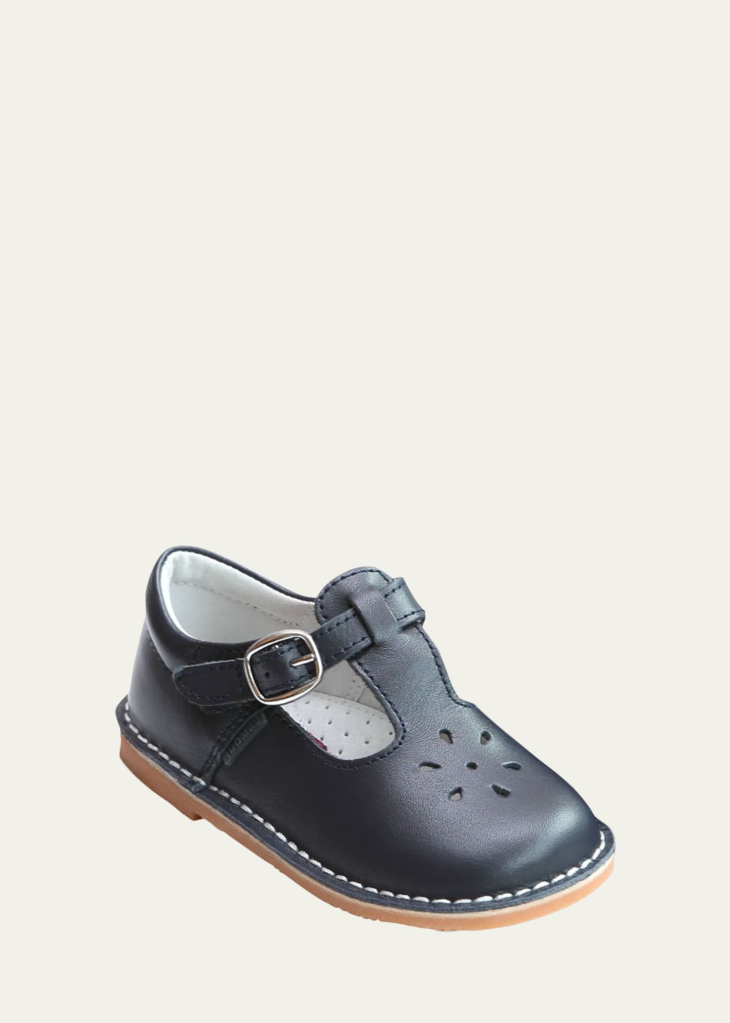 L'amour Shoes Girl's Joy Leather Cutout T-strap Mary Jane, Baby/toddler/kids In Black