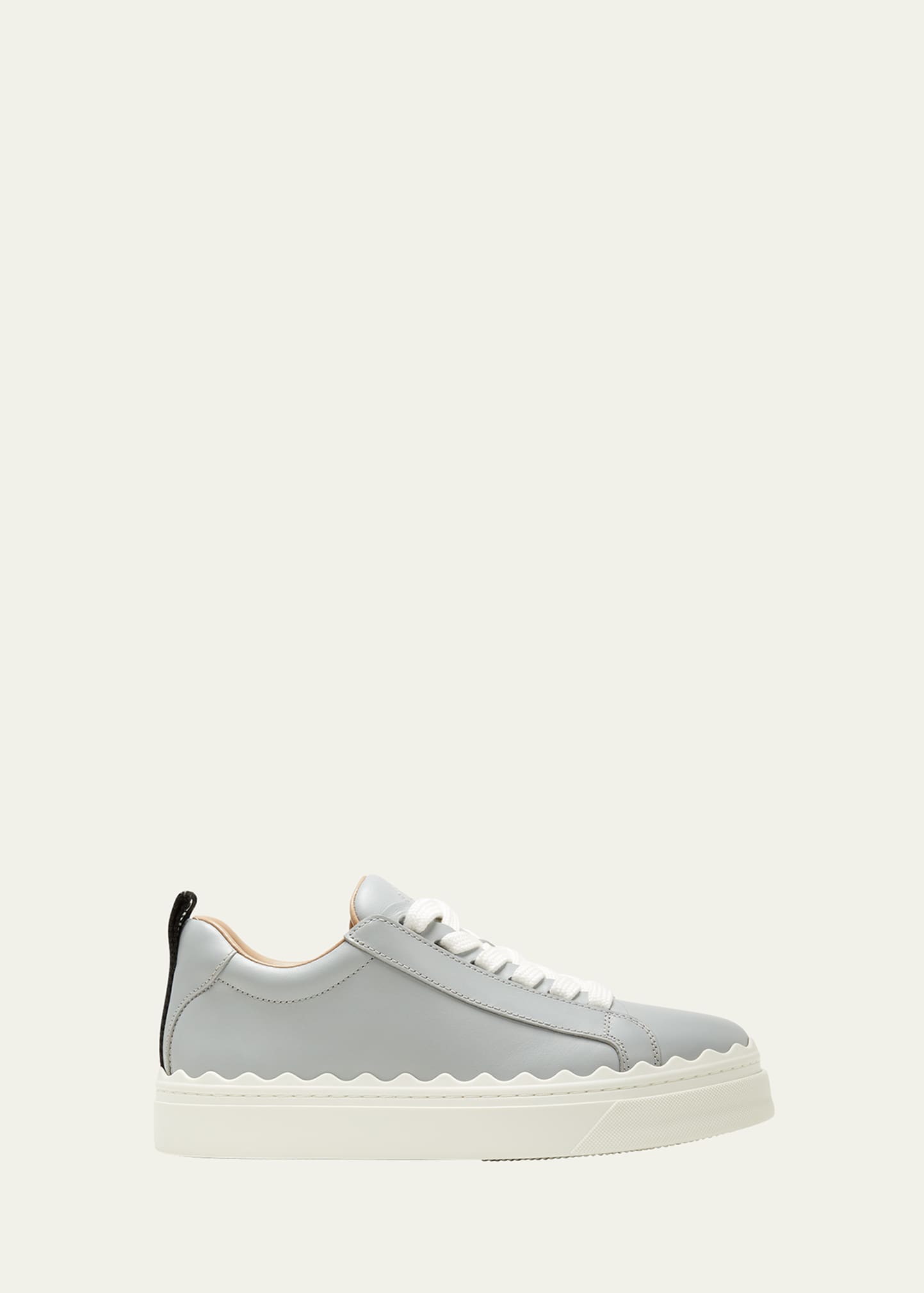 Chloé Lauren Low-top Leather Sneakers In Cold Grey