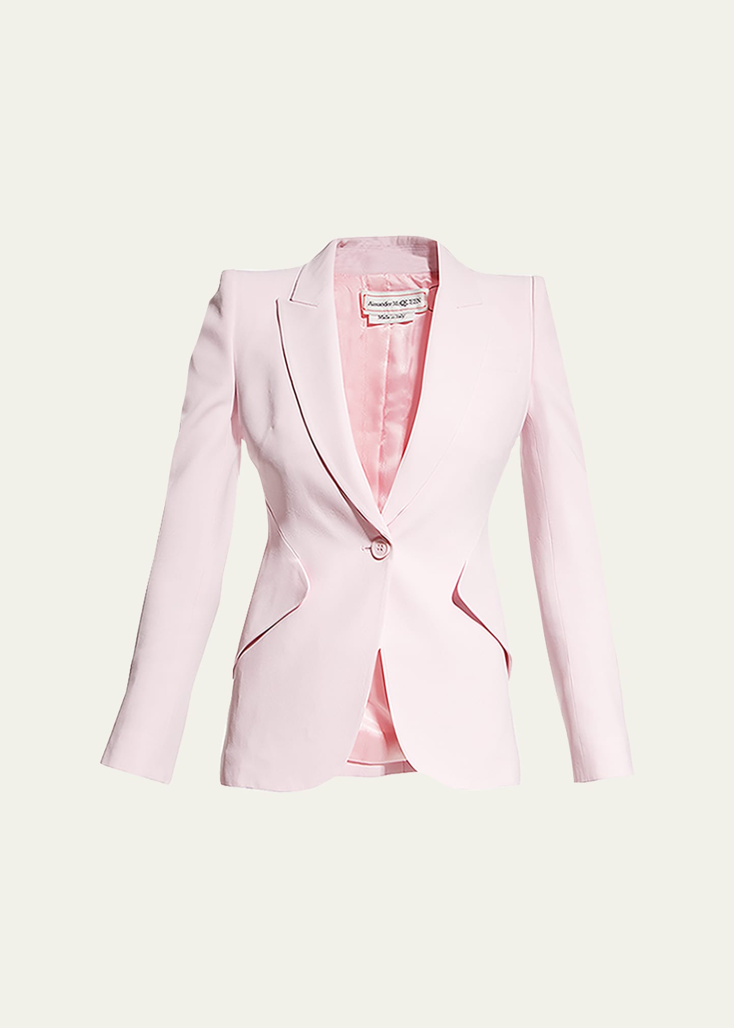 Alexander Mcqueen Single-breasted Wool Blazer In Ice Pink