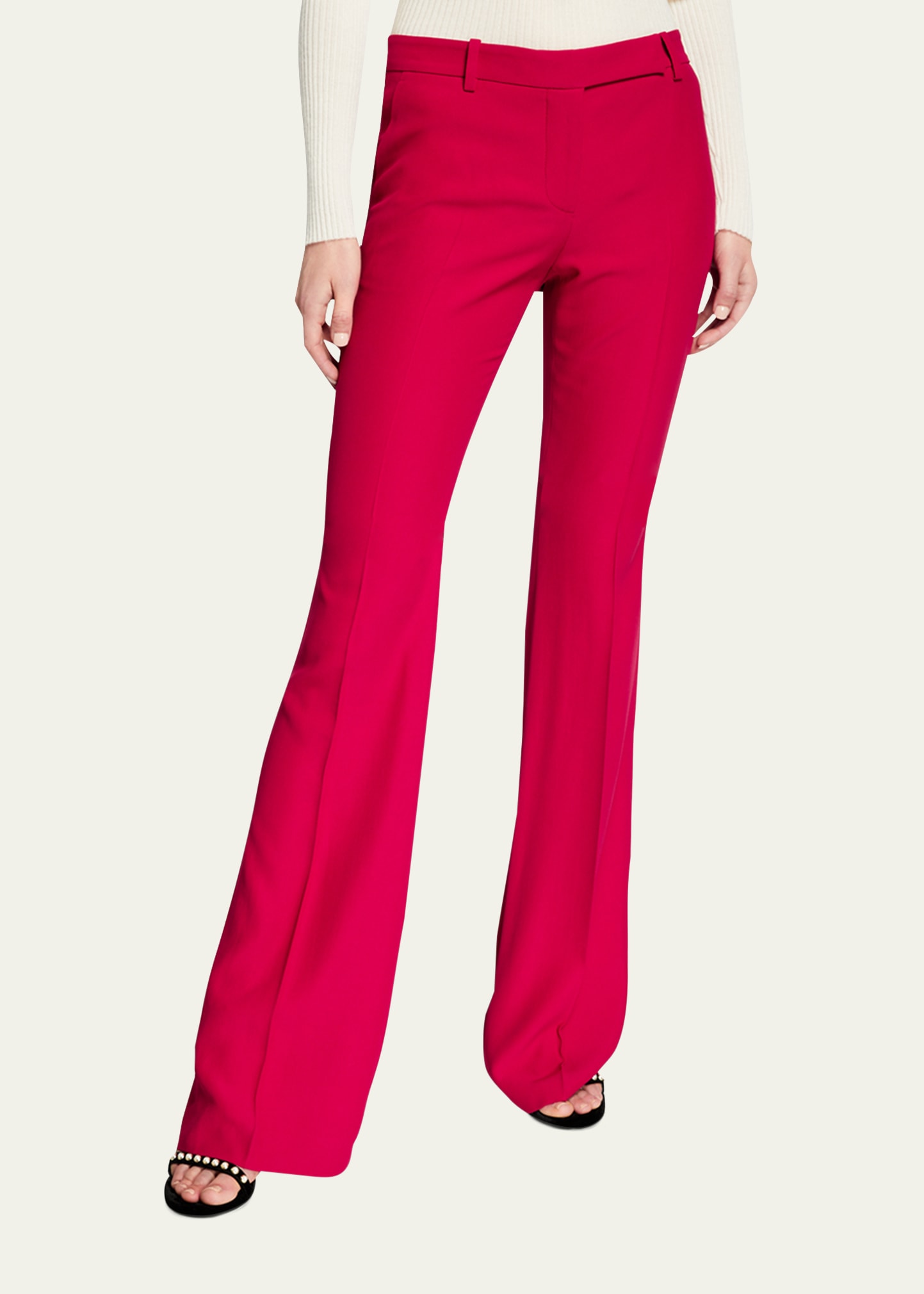 Pink High-rise crepe bootcut trousers, Alexander McQueen