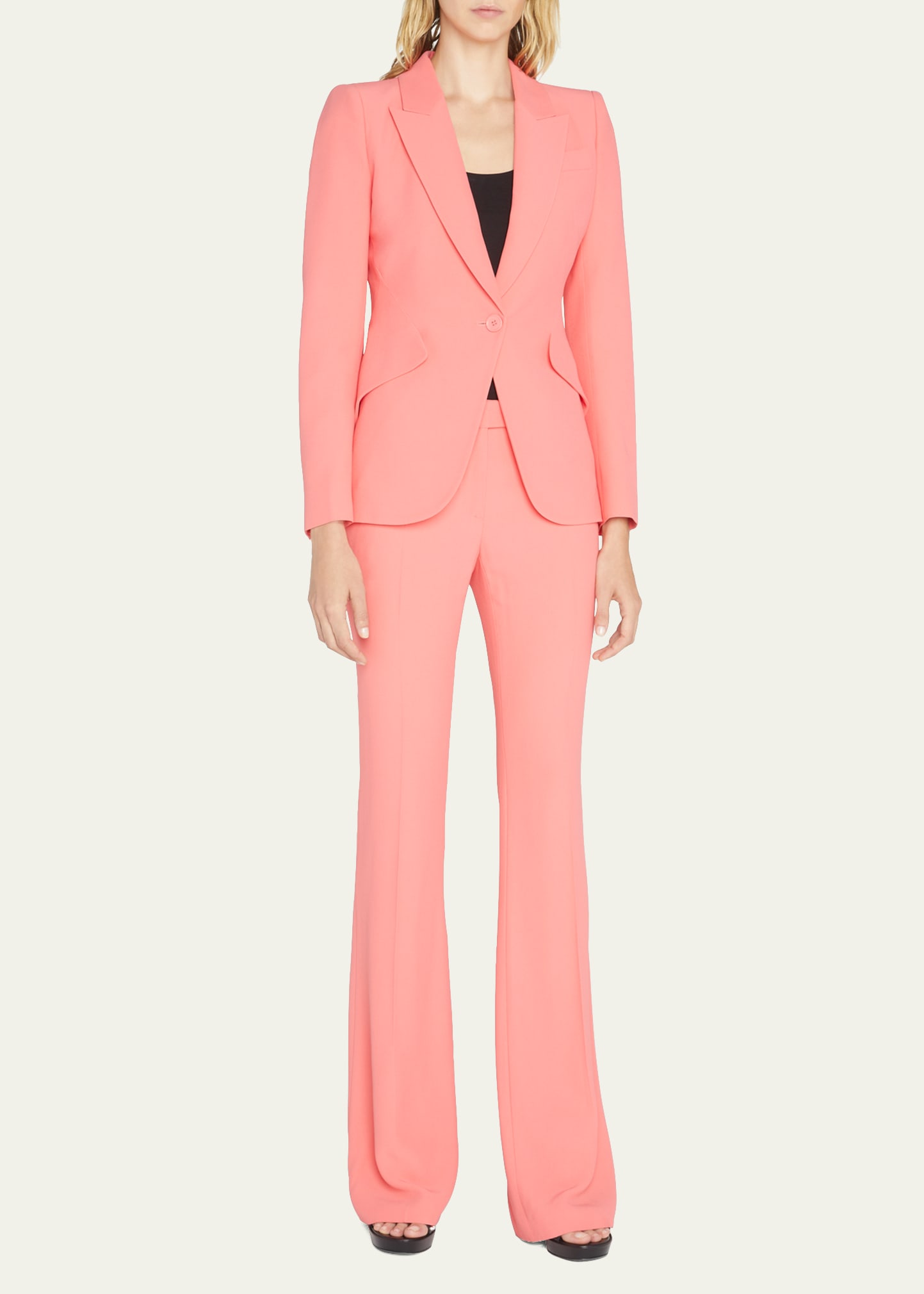 Alexander Mcqueen Tailored Cropped Trousers In Coral