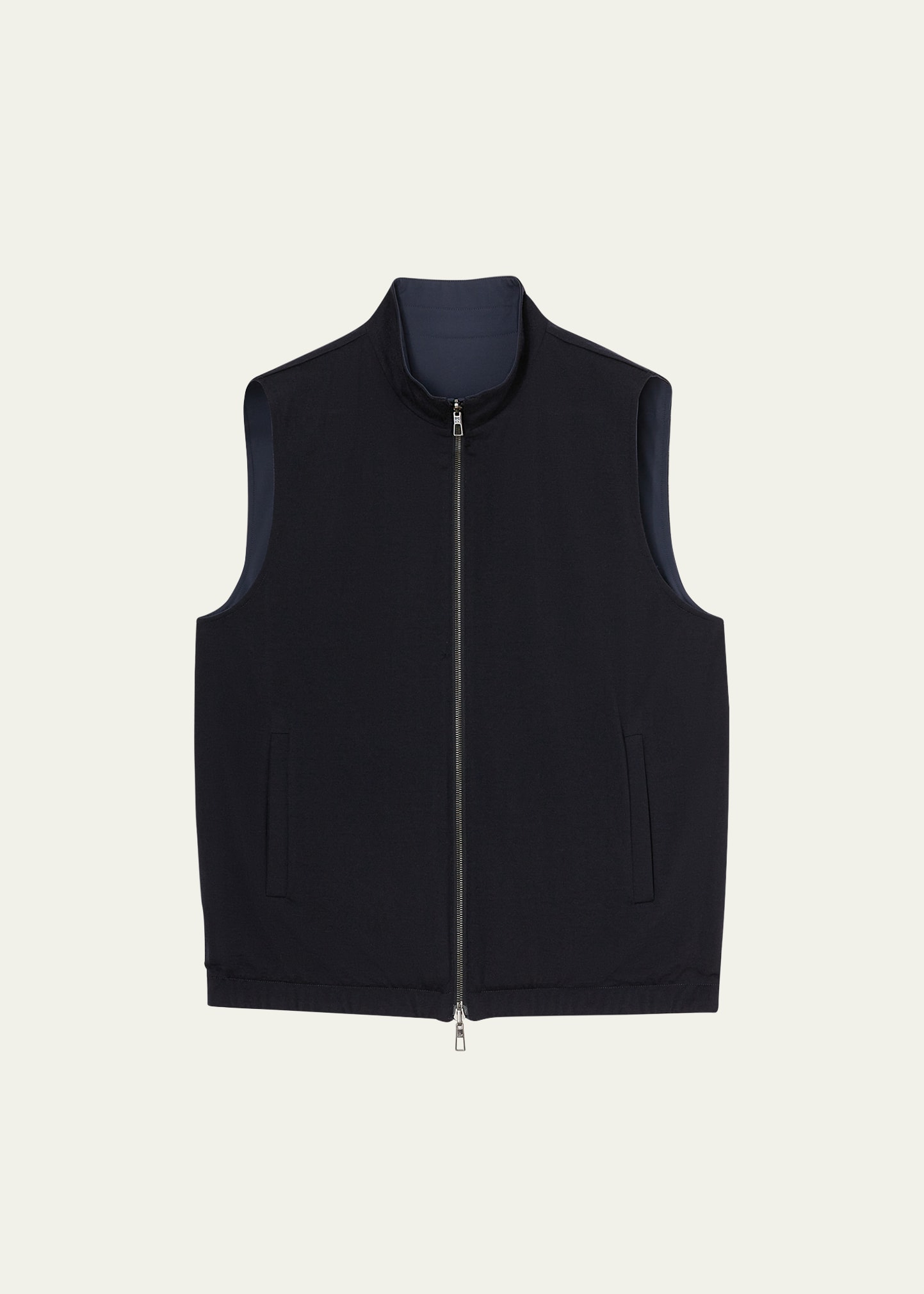 Loro Piana Men's Windmate Reversible Zip-front Vest In W000 Blue Navy