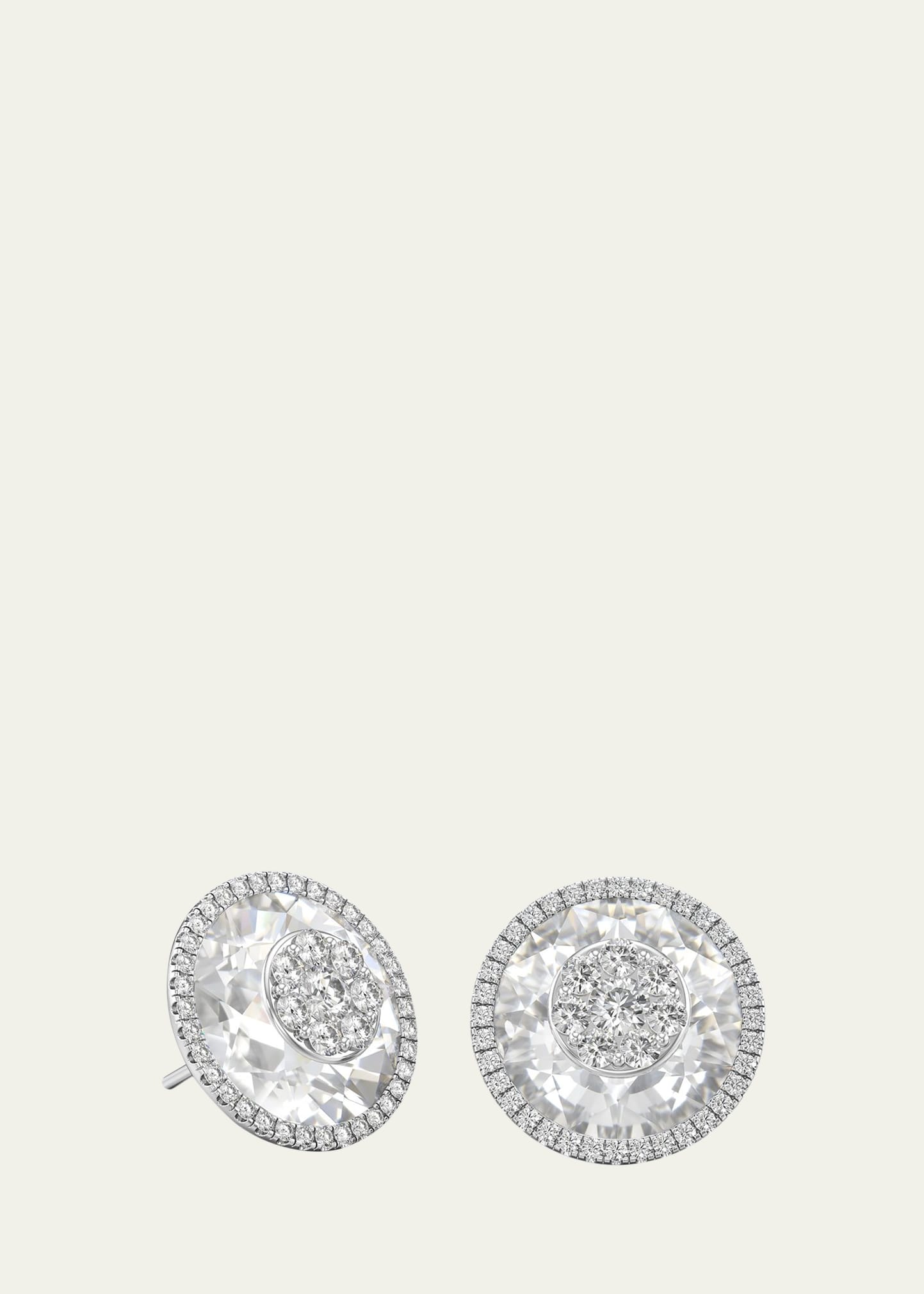Bhansali 18k White Gold 13mm Halo Stud Earrings w/ Diamonds