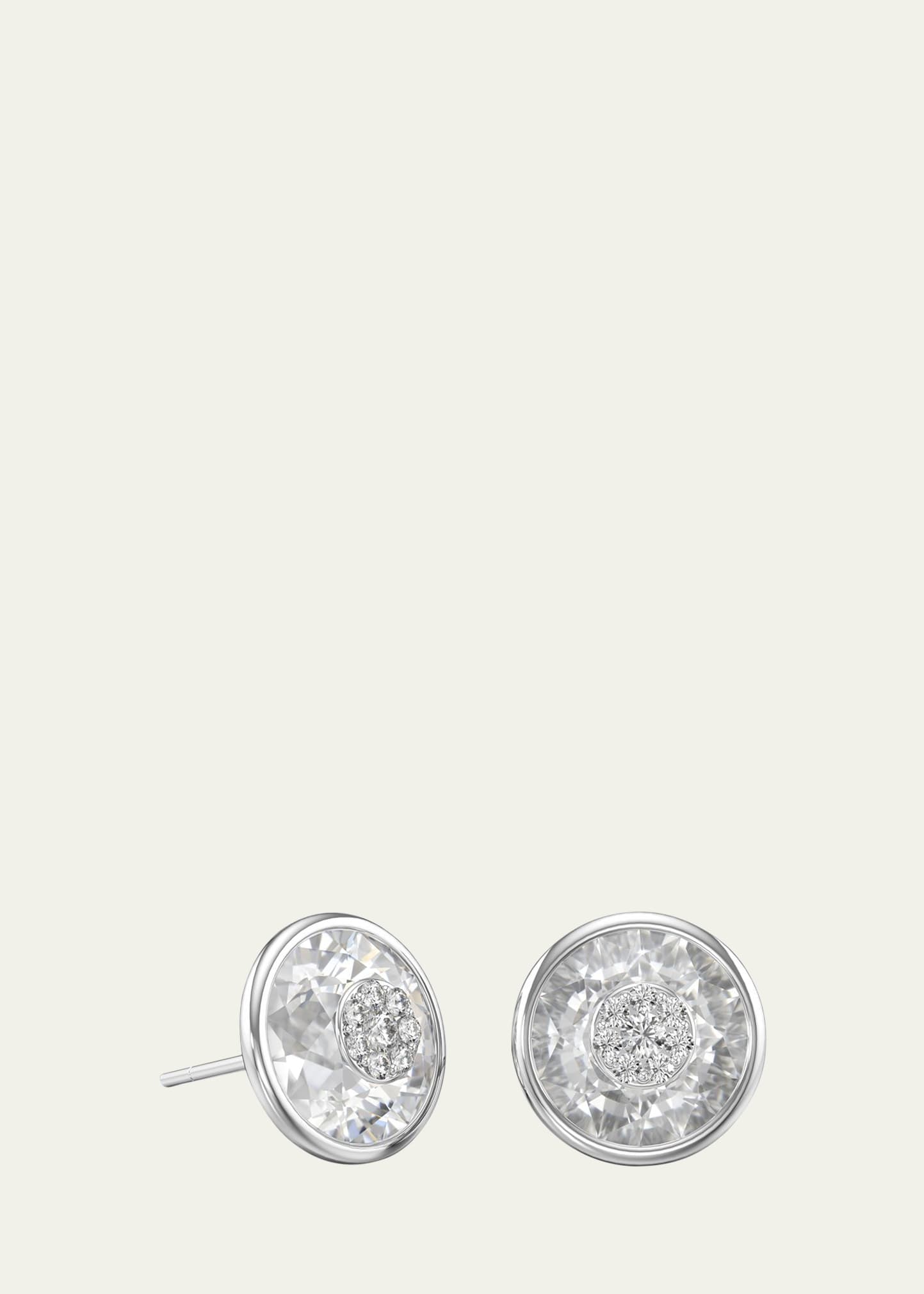 Bhansali 18k White Gold 10mm Round Stud Earrings w/ Diamonds