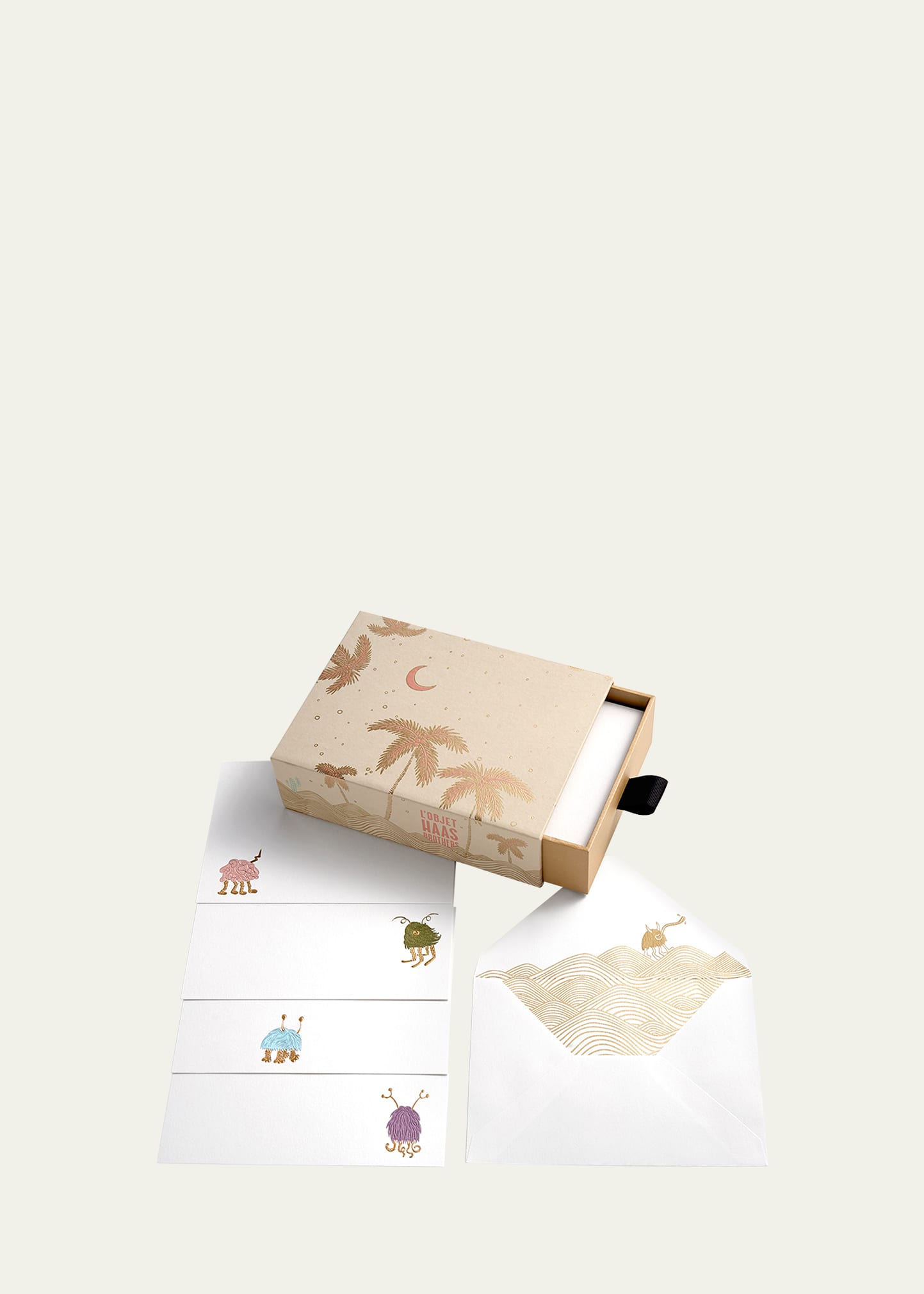Shop L'objet Haas Stationery Box Set Of 12 In Beige