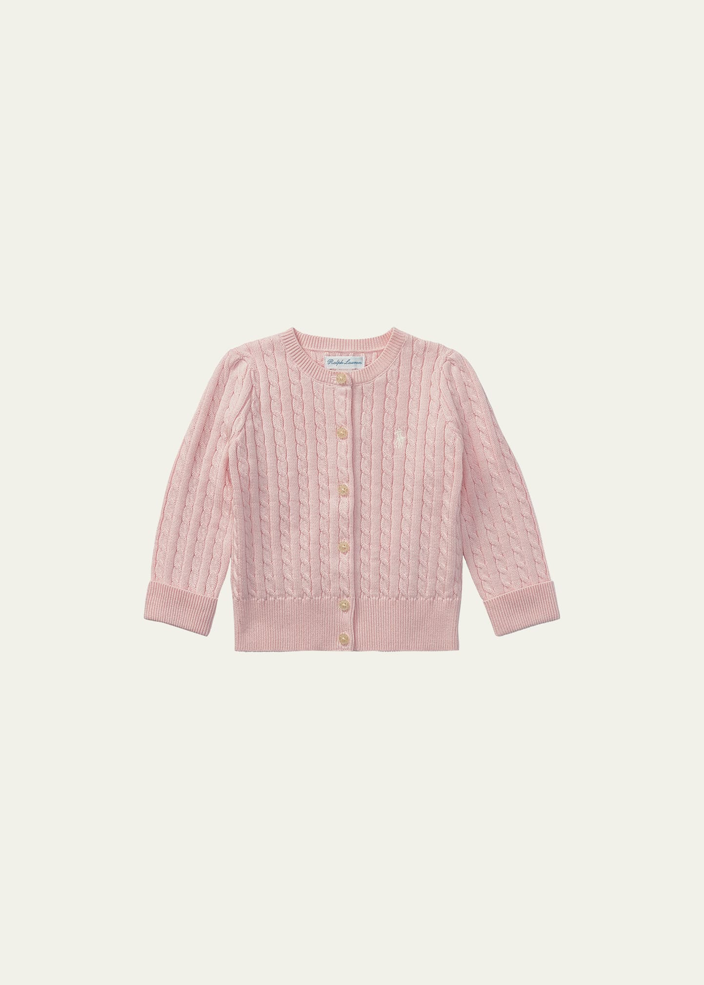 Shop Ralph Lauren Cable Knit Cotton Cardigan In Pink