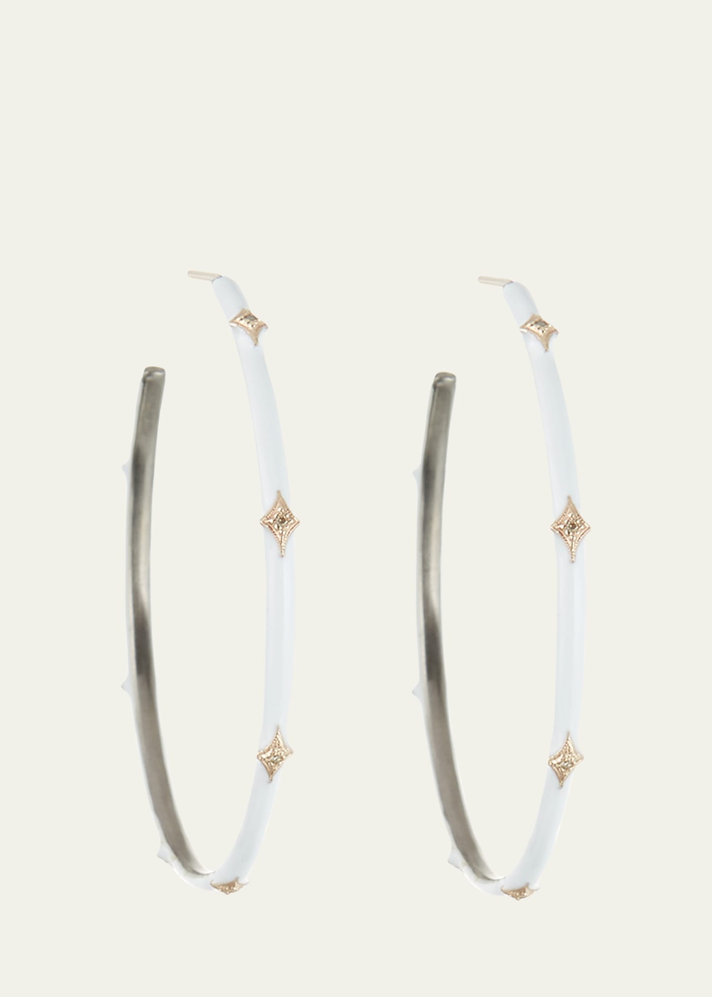 Armenta New World Enamel Earrings w/ 14k Gold Crivelli, White