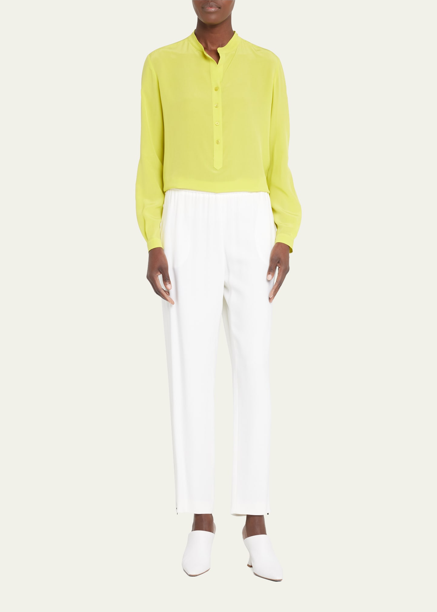 Stella Mccartney Silk Crepe De Chine Tunic Blouse In 8301 Lime
