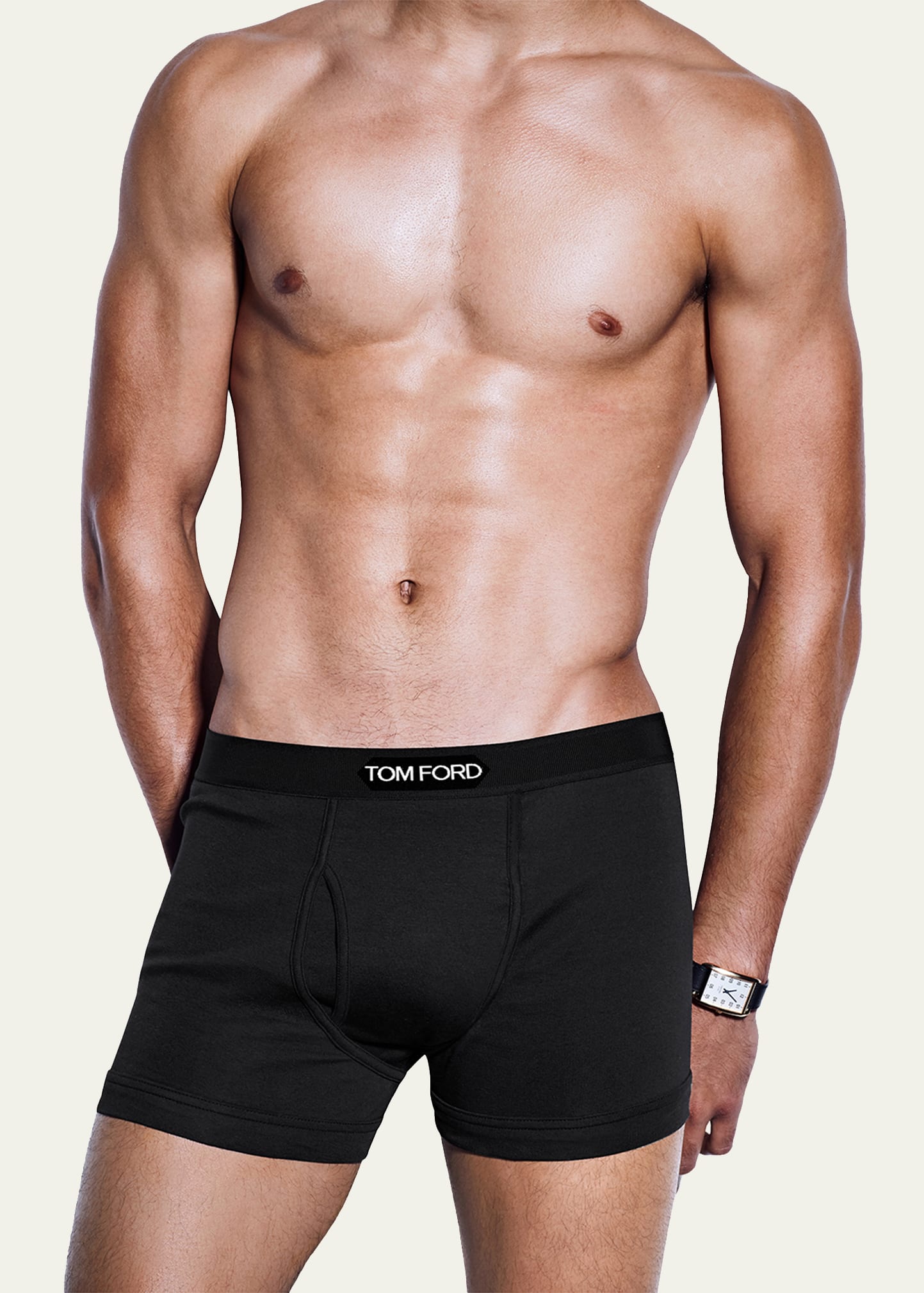 Shop Tom Ford Logo-trim Boxer Briefs In Military Green