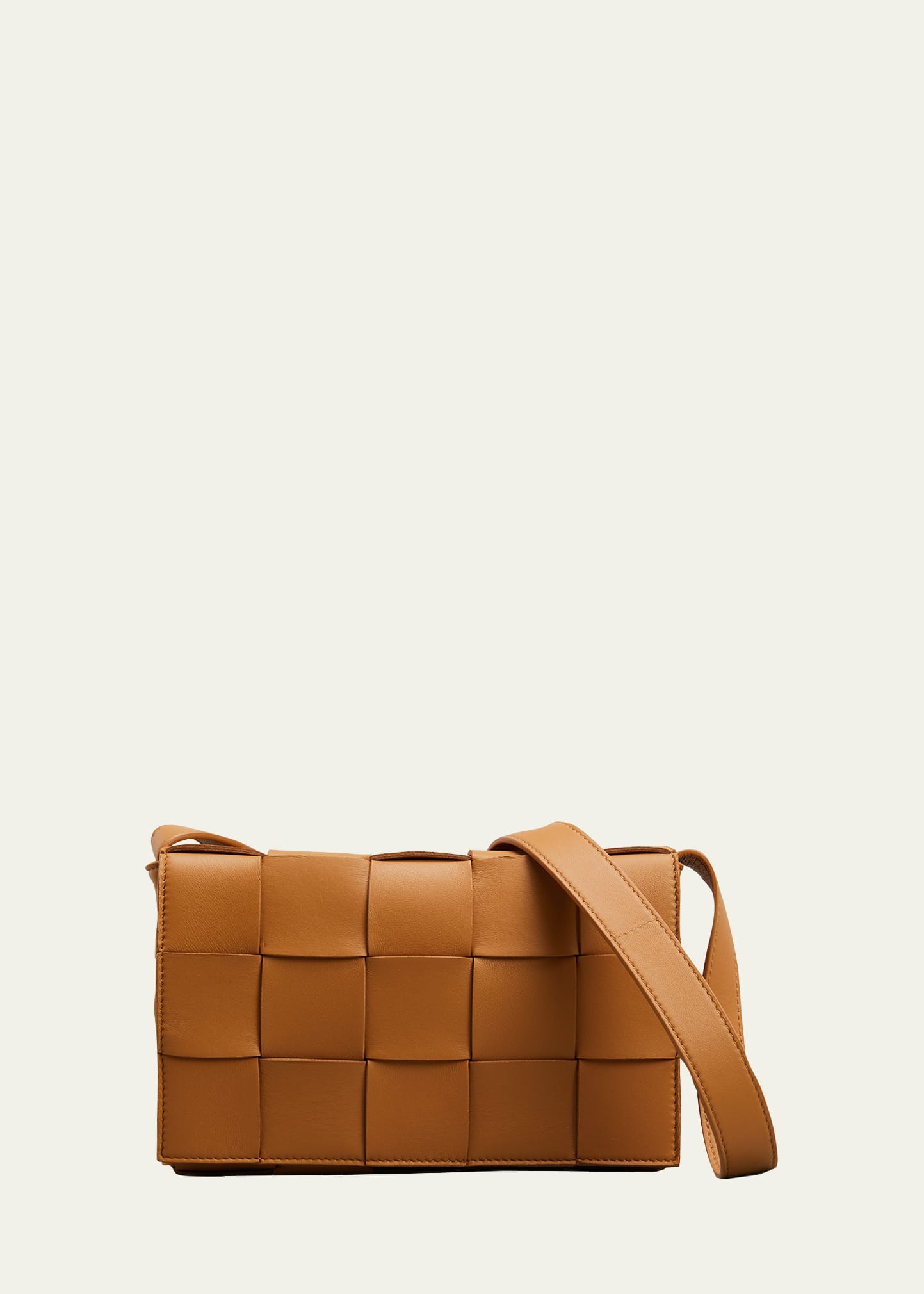 Bottega Veneta The Cassette Intrecciato Crossbody Bag In Caramel