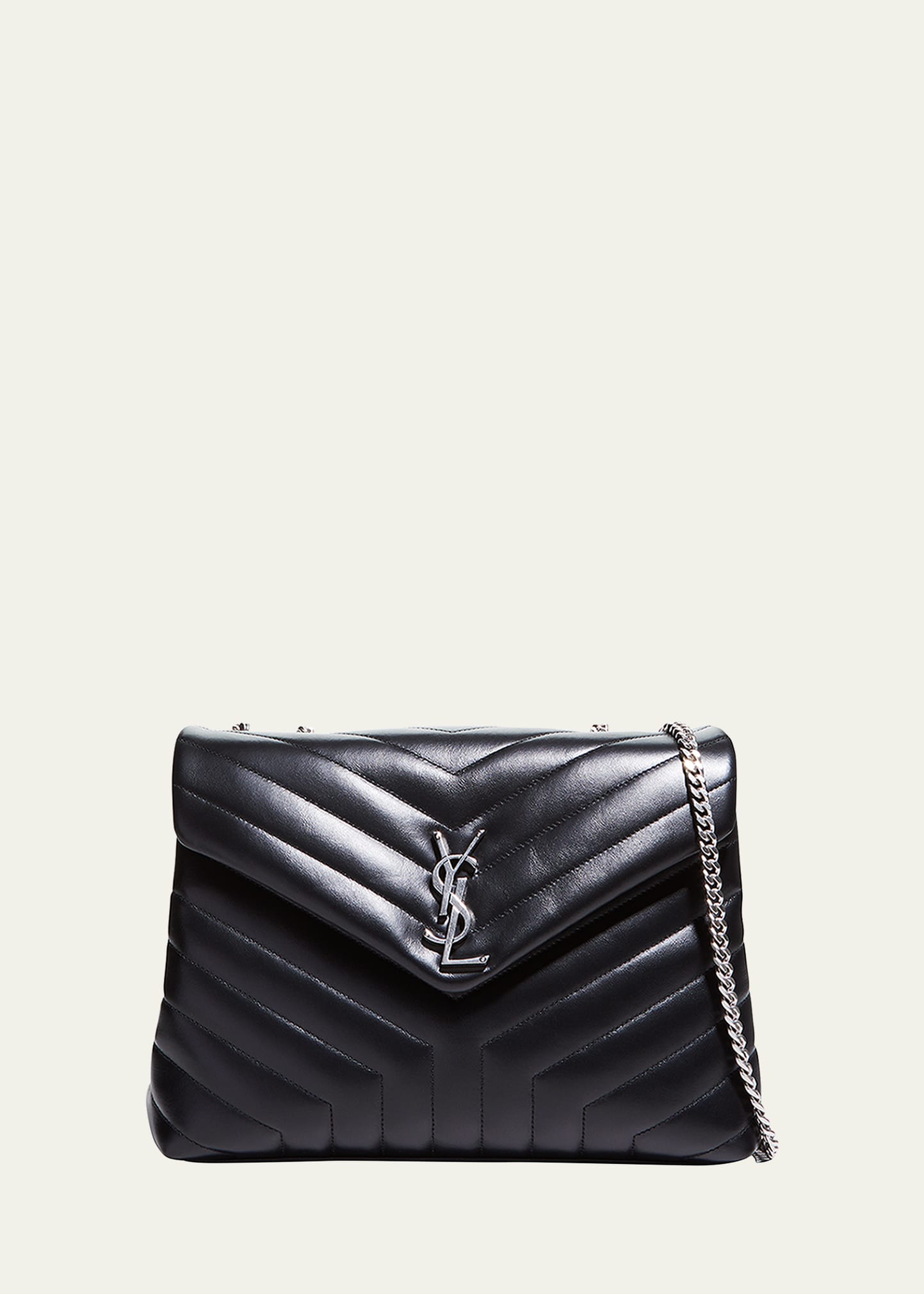 Saint Laurent Loulou Medium Chain Shoulder Bag In Deep Marine