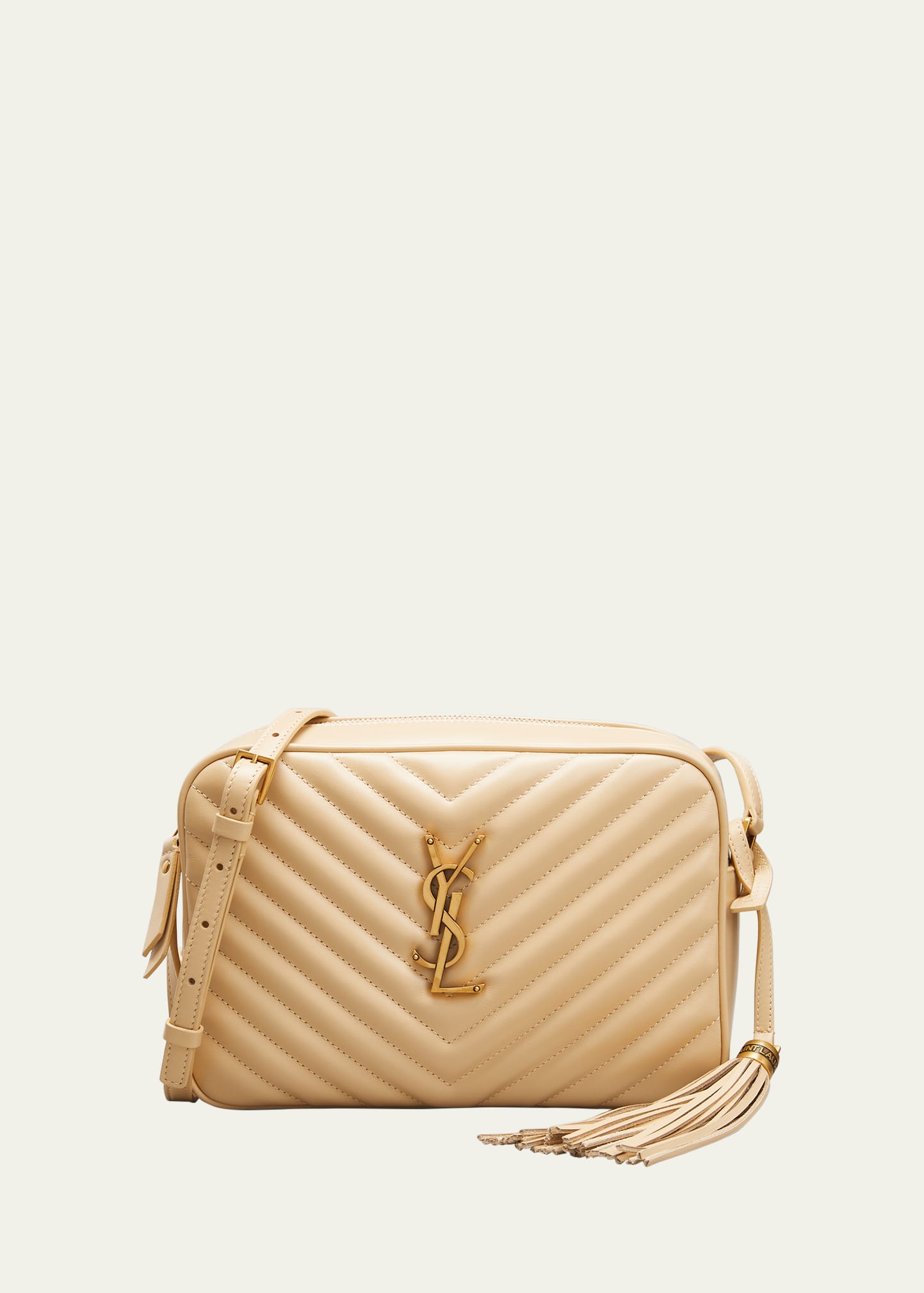 Saint Laurent Lou Medium Monogram Ysl Calf Crossbody Bag In Ivory