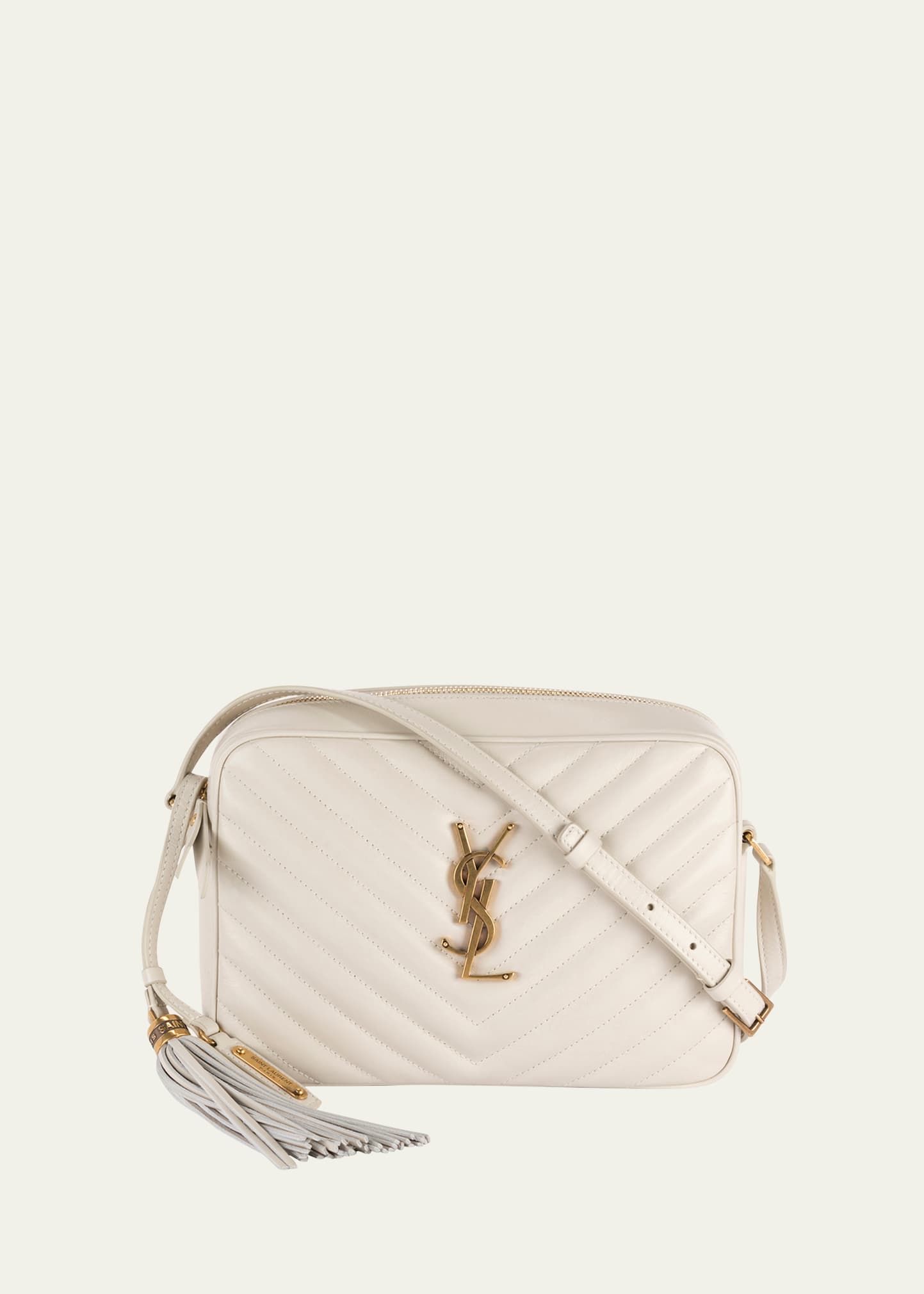 Saint Laurent Lou Medium Monogram Ysl Calf Crossbody Bag In White
