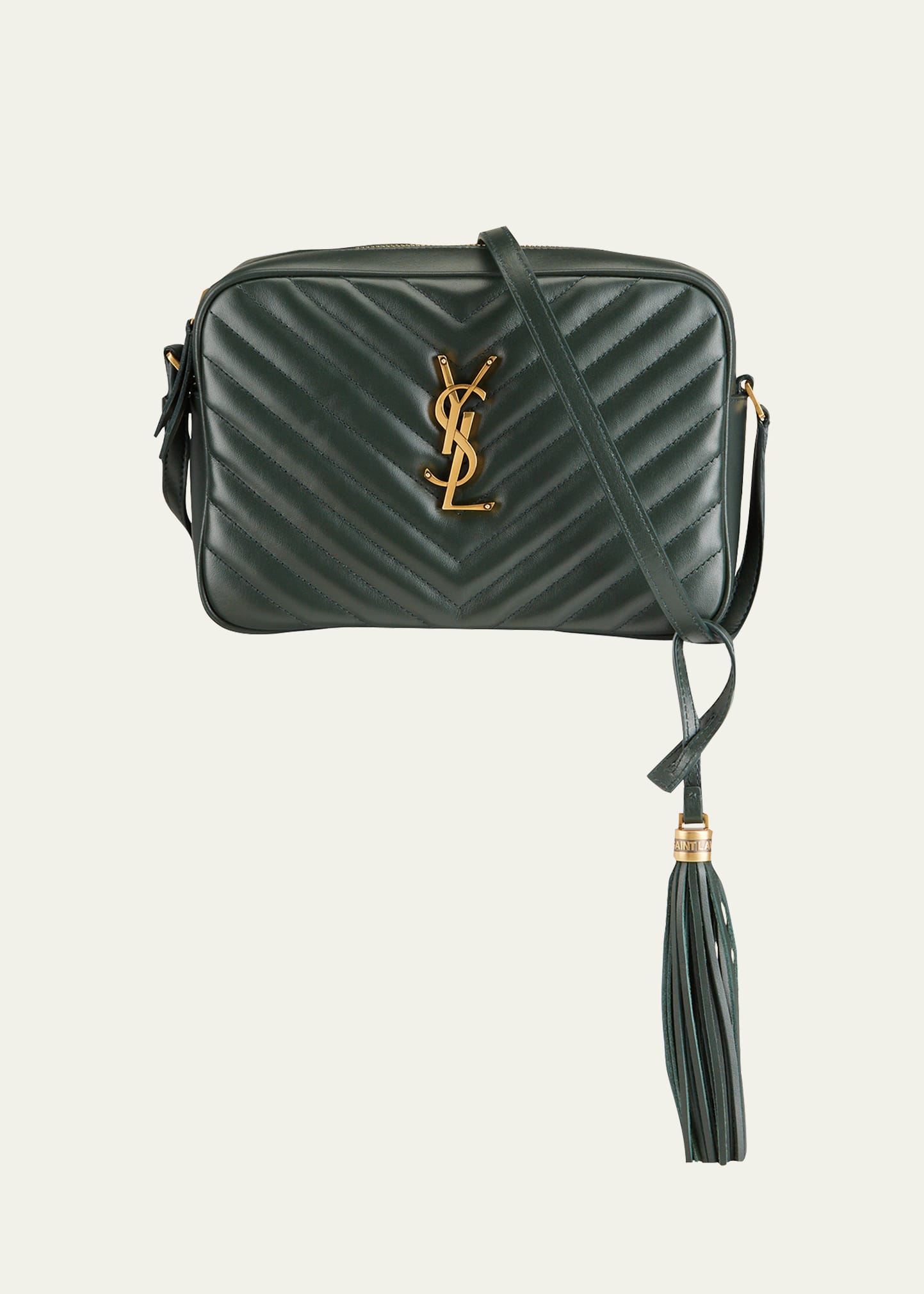 Saint Laurent Lou Medium Monogram Ysl Calf Crossbody Bag In Green