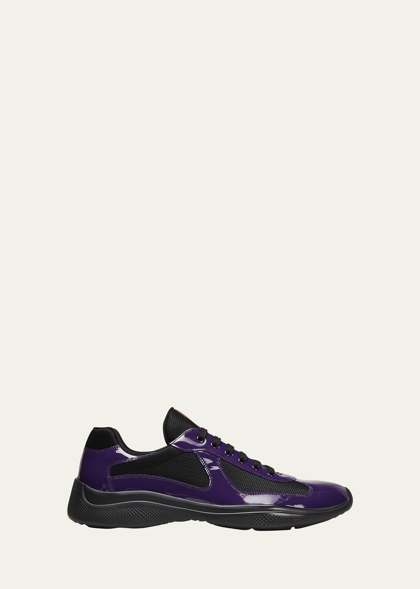 PRADA MEN'S AMERICA'S CUP PATENT LEATHER PATCHWORK SNEAKERS