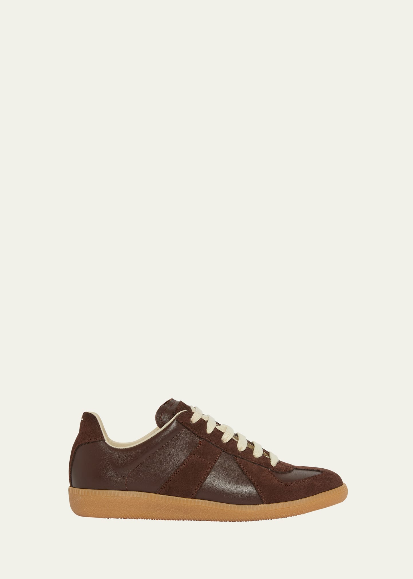 Maison Margiela Replica Suede & Leather Sneakers In Chic Brown