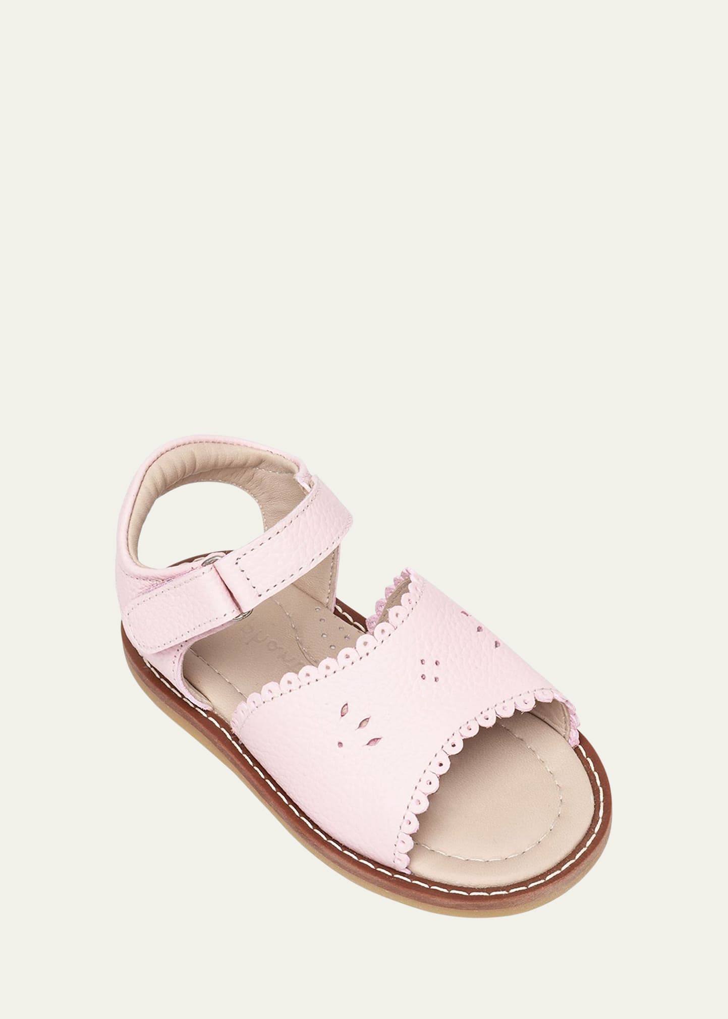 ELEPHANTITO GIRL'S SCALLOPED LEATHER SANDALS, TODDLER