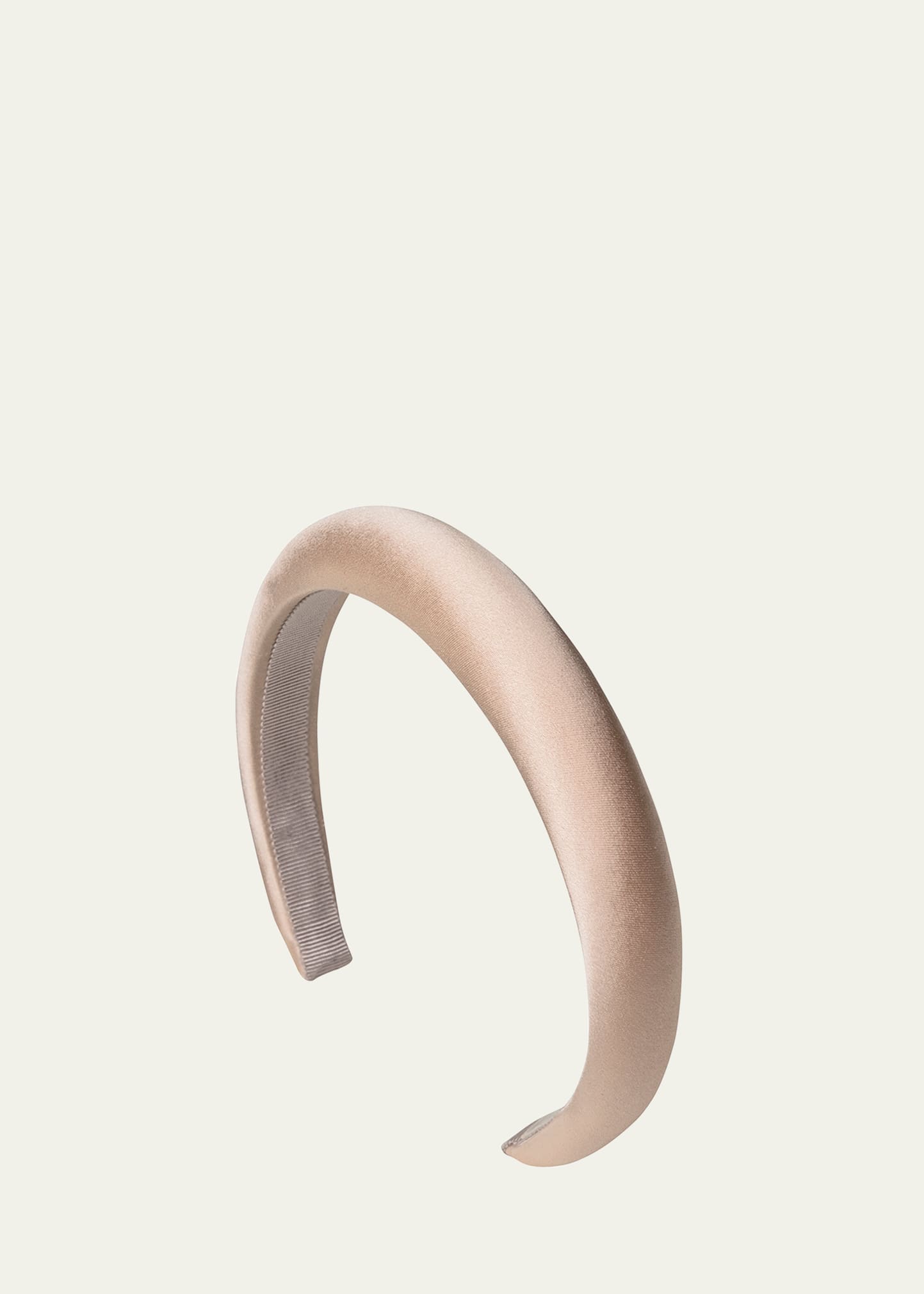 Jennifer Behr Tori Hammered Silk Satin Headband In Nude