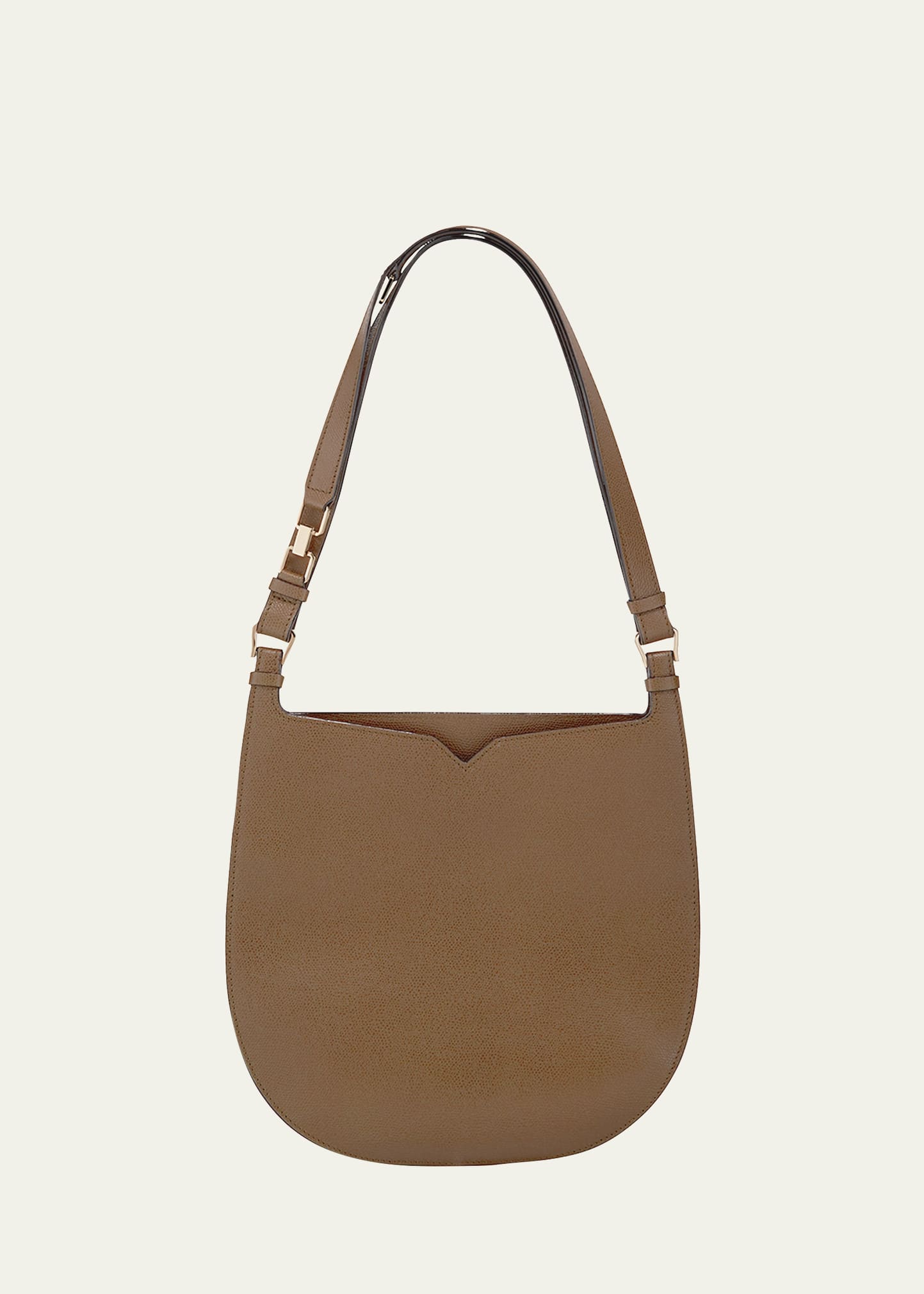 Valextra Saffiano Weekend Hobo Bag In Oyster