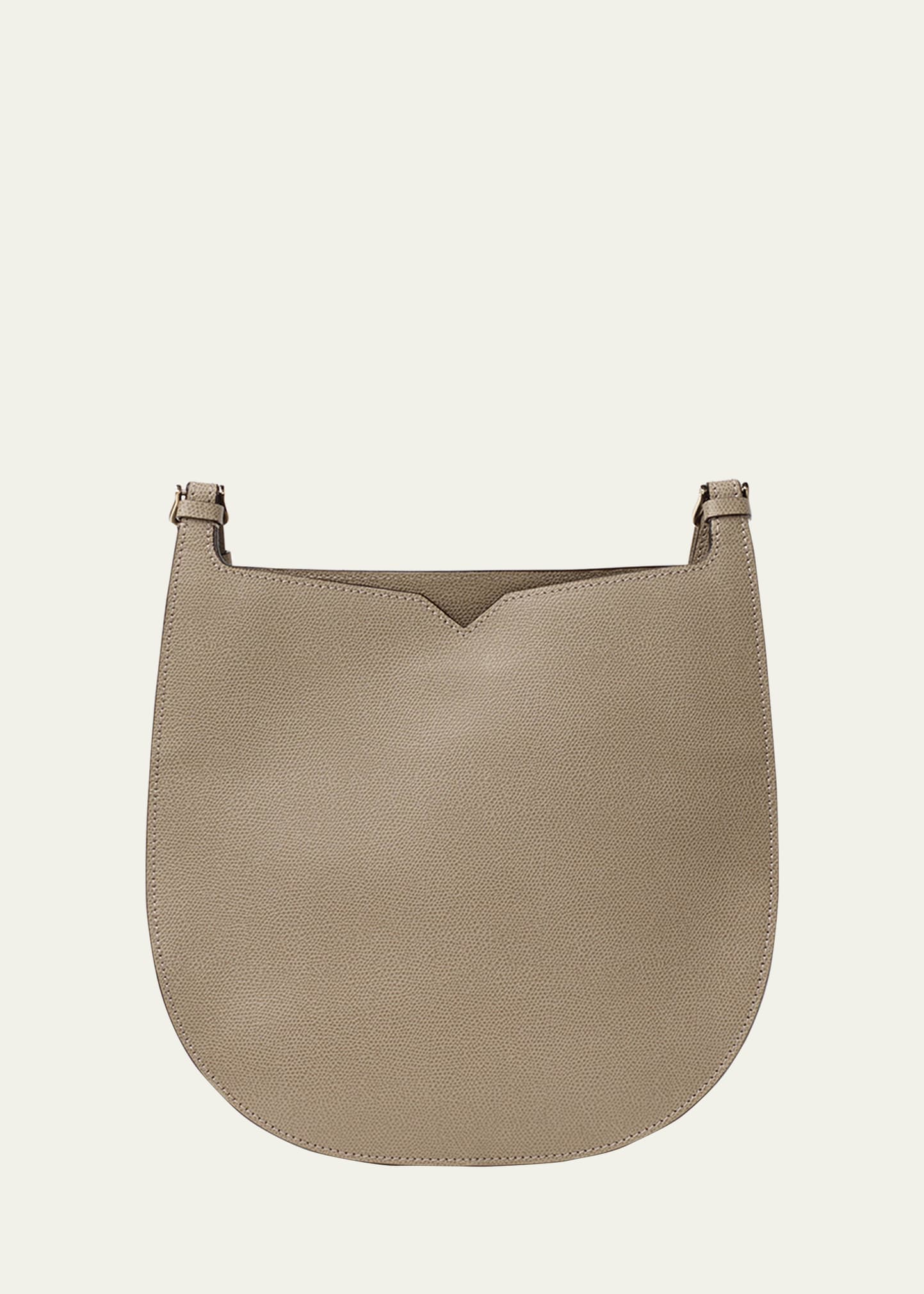 Valextra Saffiano Weekend Hobo Bag In Mo Oyster