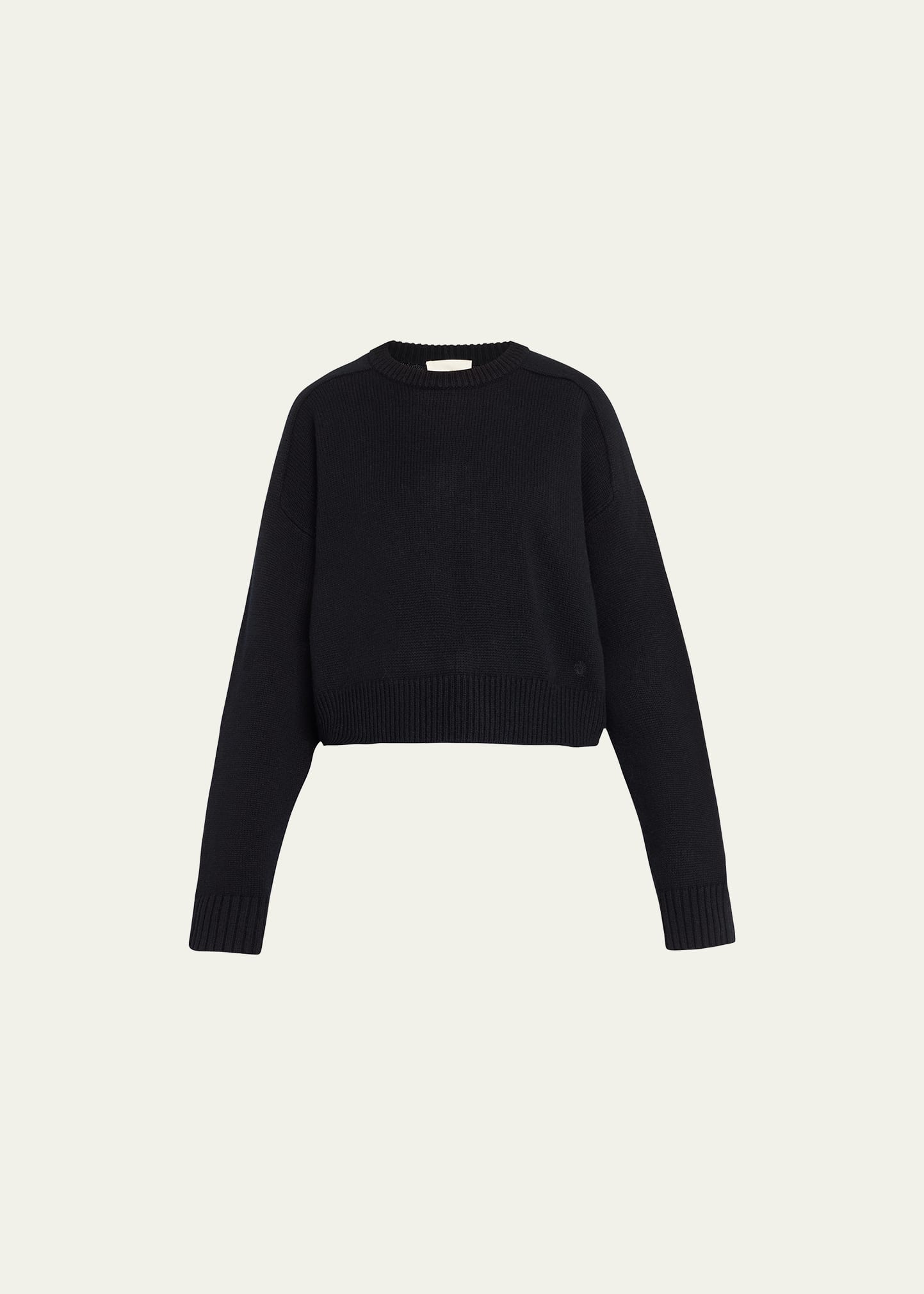 Bruzzi Wool-Cashmere Raglan-Sleeve Crop Sweater